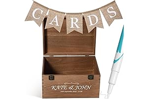 3 Pieces Wooden Wedding Card Box Set Gift Card Box with Card Banner and Markers