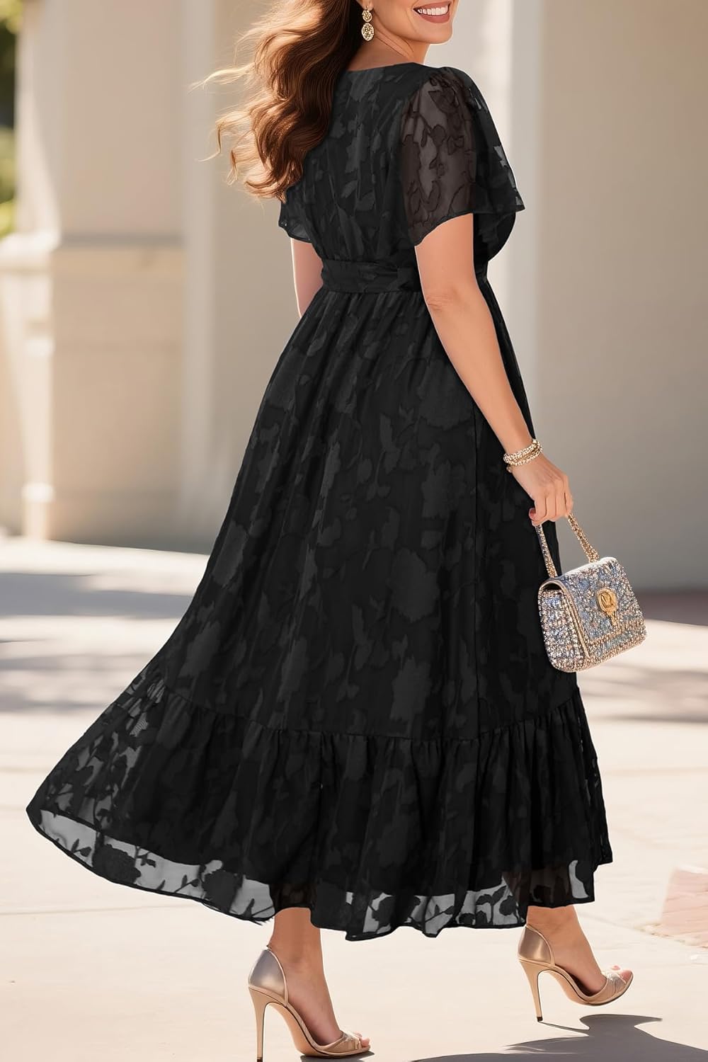 Pinup Fashion Plus Size Dresses for Wedding Guest - 2025 Cocktail Semi Formal Summer Wrap V Neck Maxi Dress - Image 2