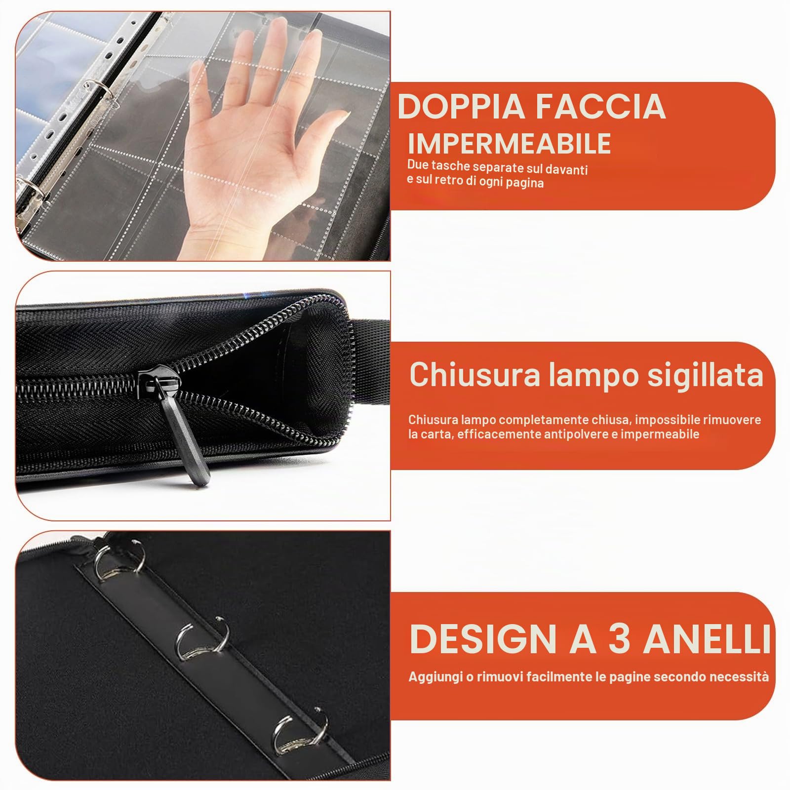 Album per collezionisti, 400 tasche, album da 50 pagine, album per carte da collezione, raccoglitore impermeabile in PU con cerniera, per ragazzi, ragazze e collezionisti (400)