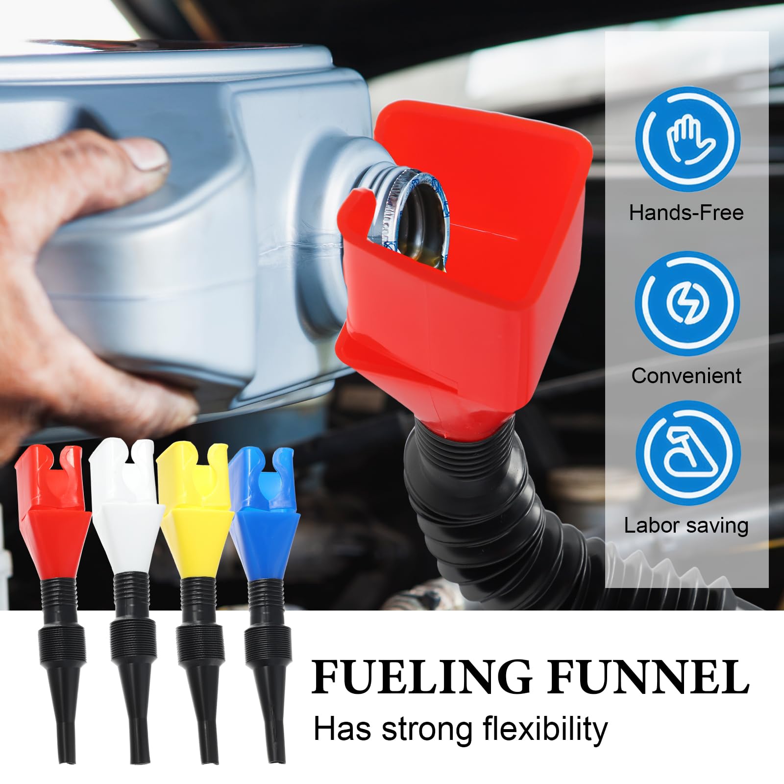4 imbuti generici per auto, retrattili e flessibili, per uso automobilistico, per scaricare benzina, diesel o altri liquidi da camion e moto