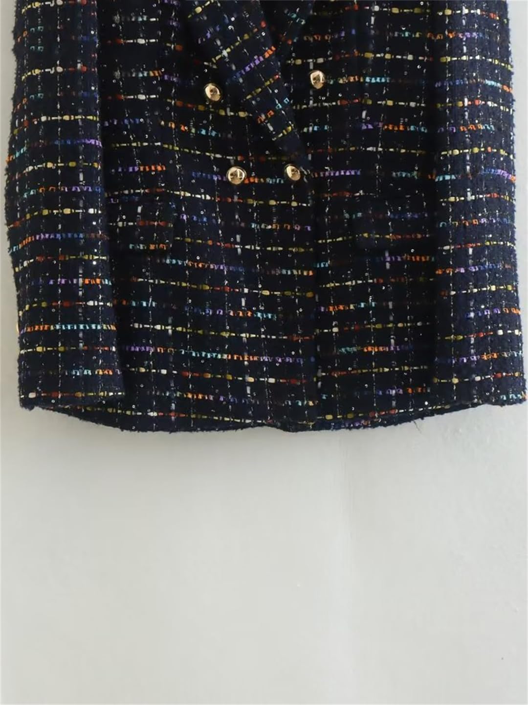 Giacca da donna in tweed con colletto tweed retrò, giacca chic per autunno e inverno, alla moda, casual, da lavoro