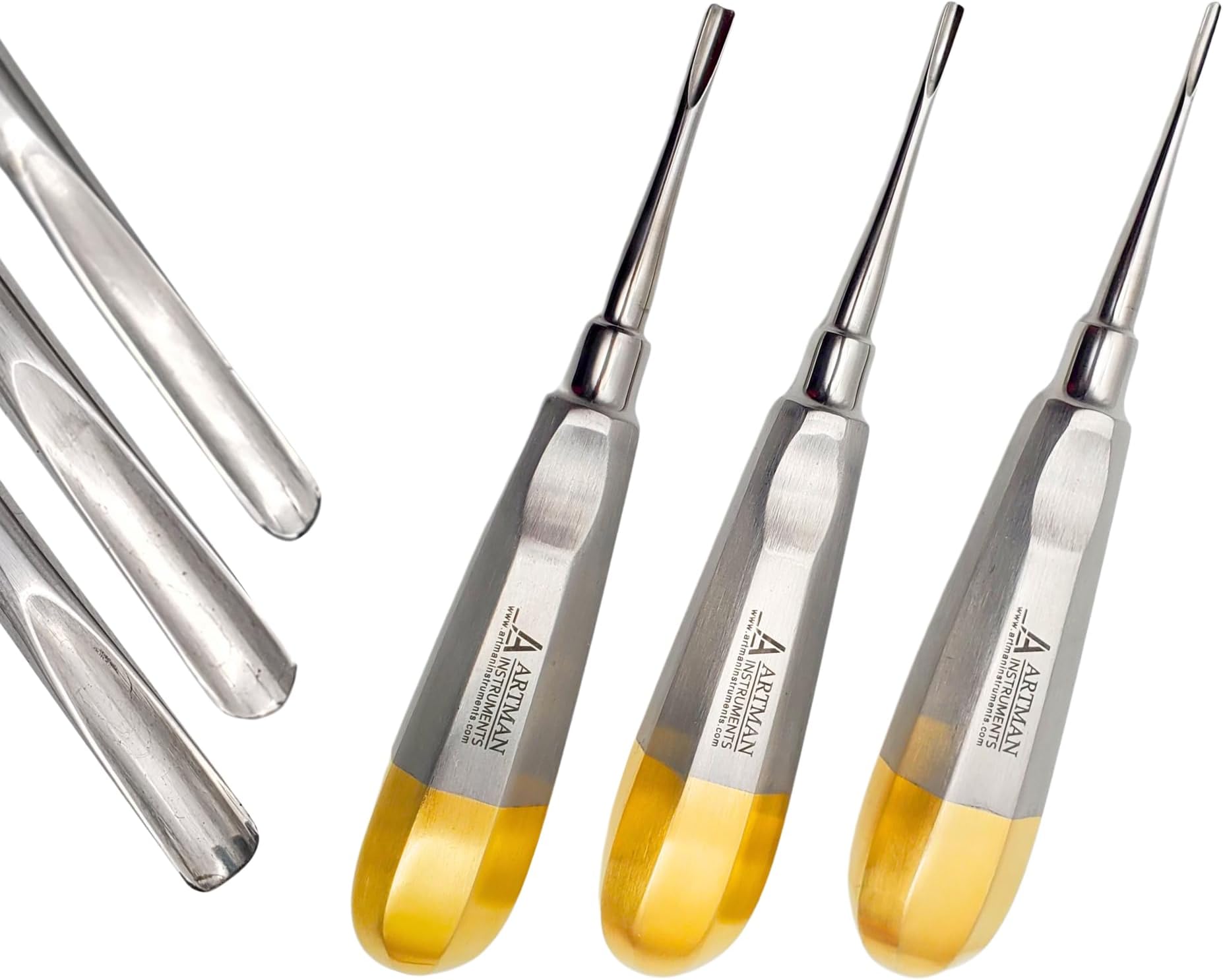 ARTMAN INSTRUMENTS Dental Straight Extraction Elevators – 2mm, 3mm, 4mm Root Tip & Gouge Elevators, Autoclavable Stainless Steel, Tooth Extraction Tools for Oral Surgery