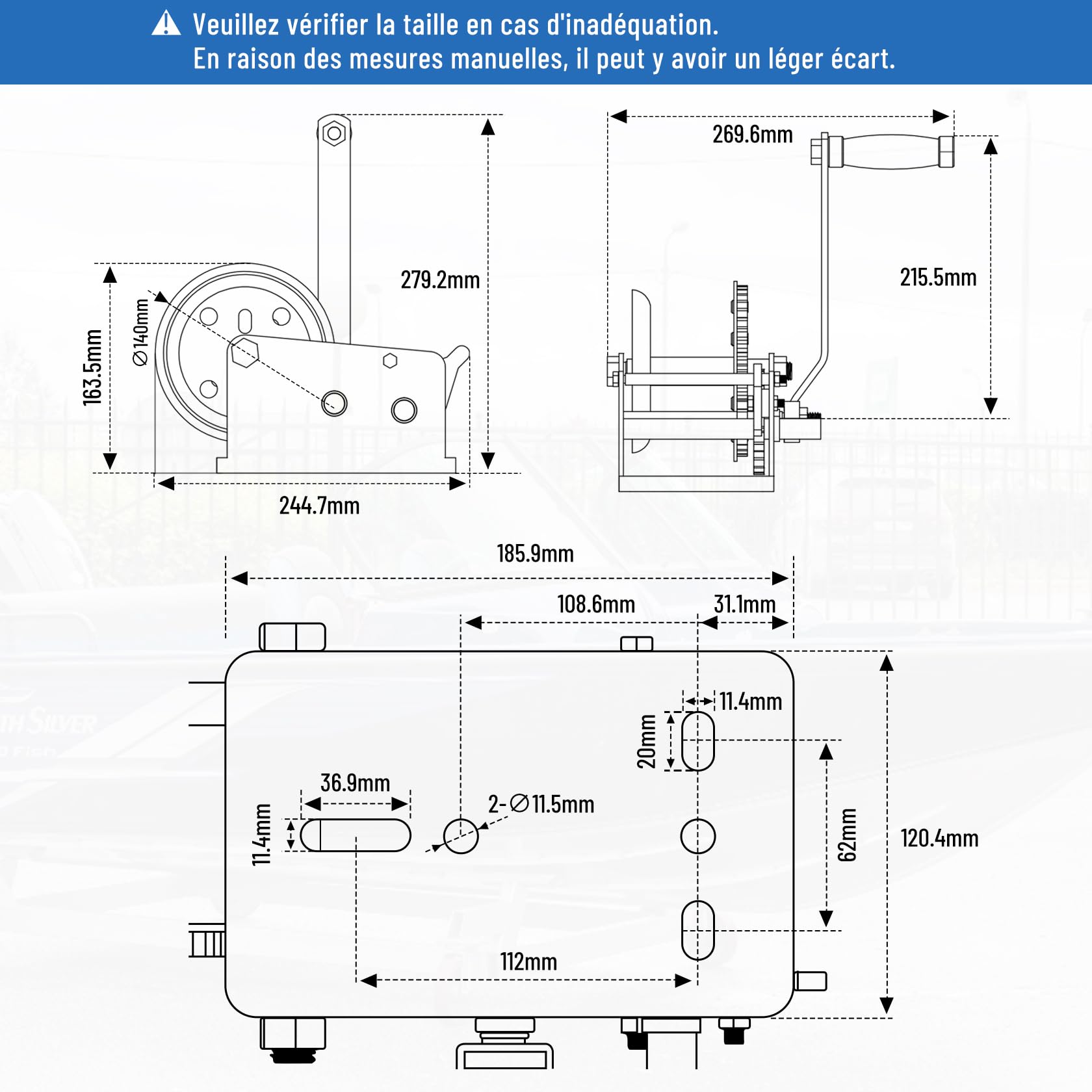 Pindex Treuil Manuel avec Sangle 10 m, Treuil Manuel 1000 kg avec Sangle, Treuil de Bateau avec Dispositif anti-retour, pour Atelier, Garage, Remorque, Dinghi, Bois