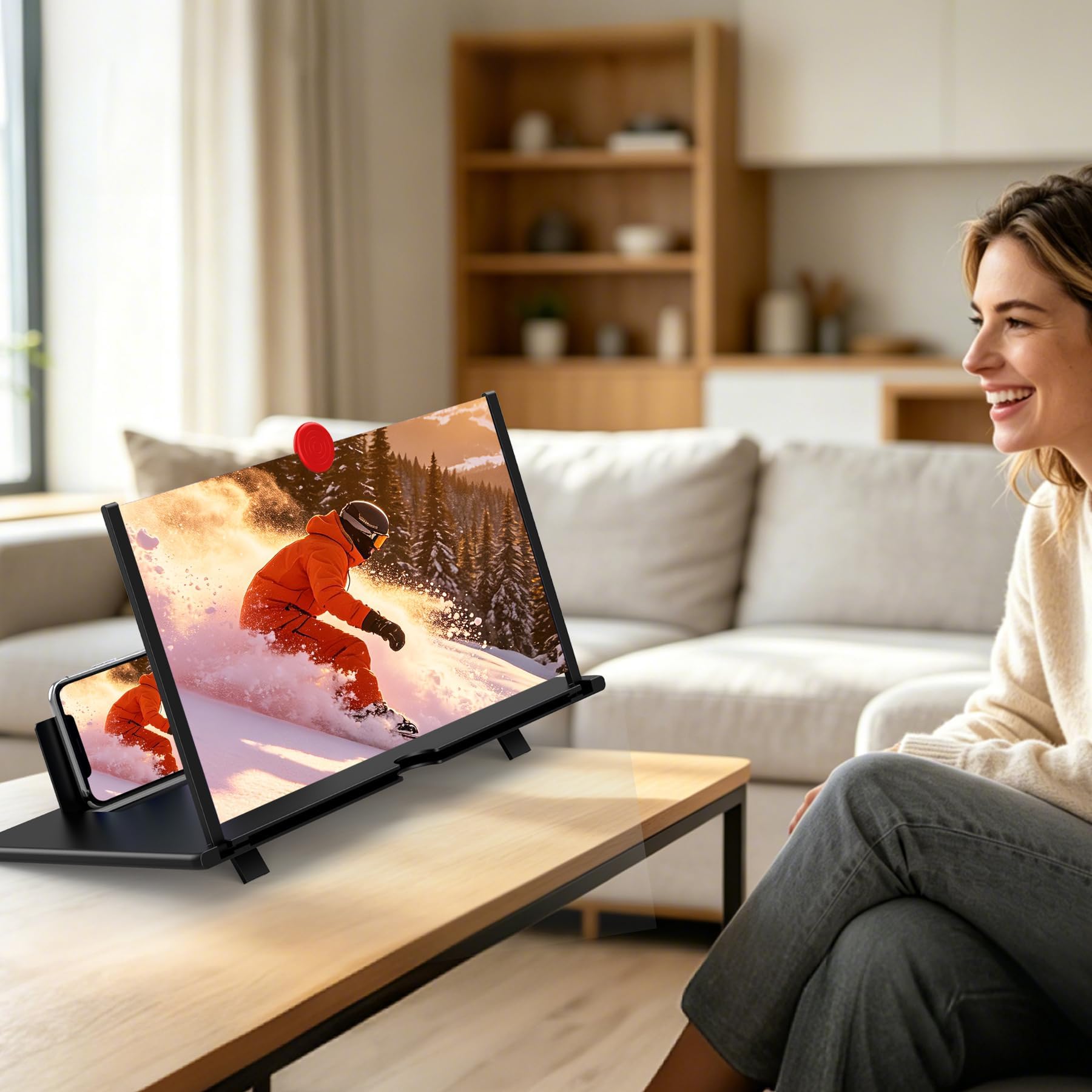 Lupa de teléfono móvil HD de 14 Pulgadas, ampliadora de Pantalla de proyector 3D para películas, Videos y Juegos, Soporte Plegable para teléfono con Amplificador, Compatible con Todos los teléfonos
