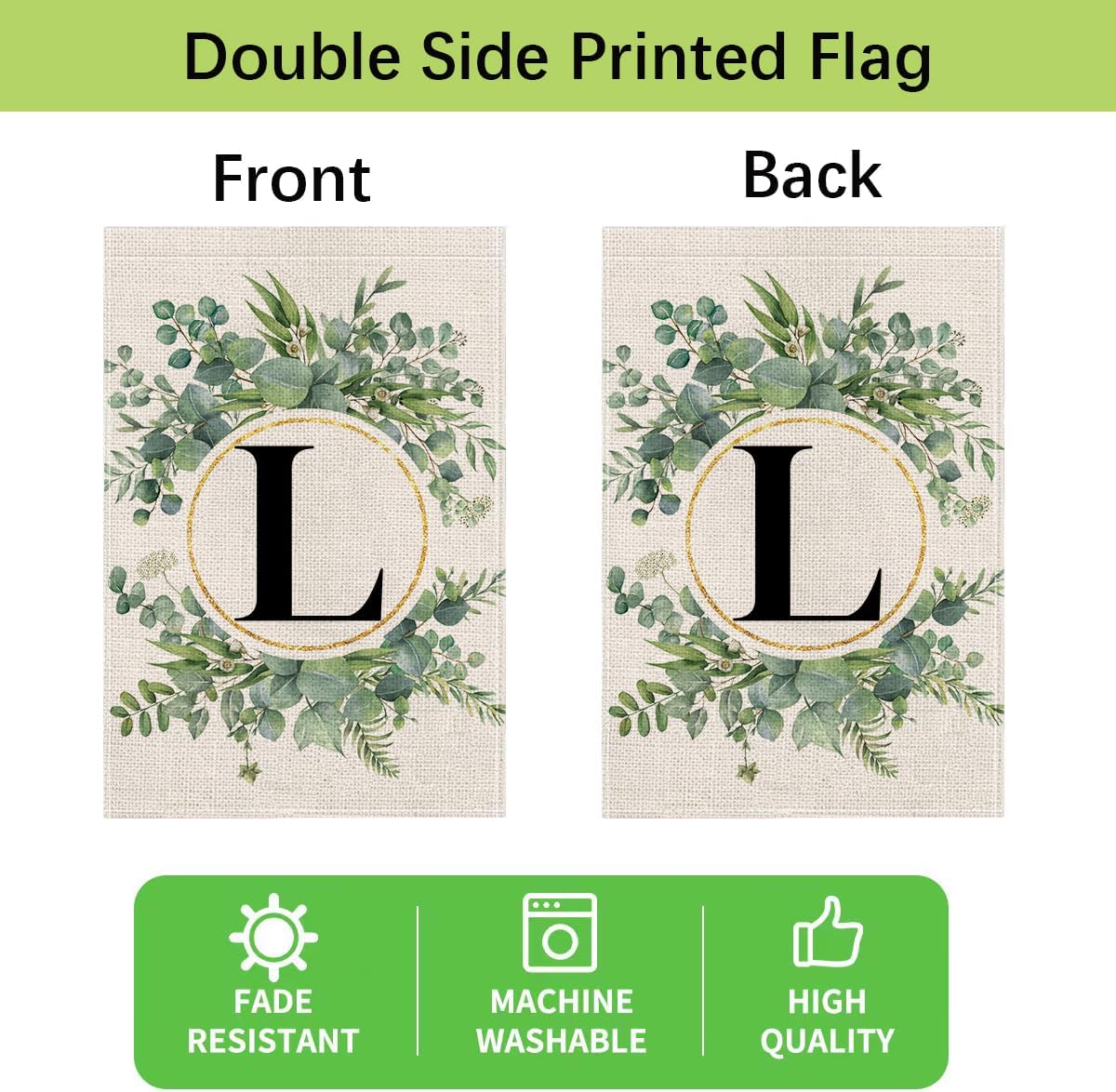 wyooxoo Monogram Letter L Floral Garden Flag 12x18 Inch Double Sided Outside Outdoor Family Last Name Initial Yard Flag - Image 5