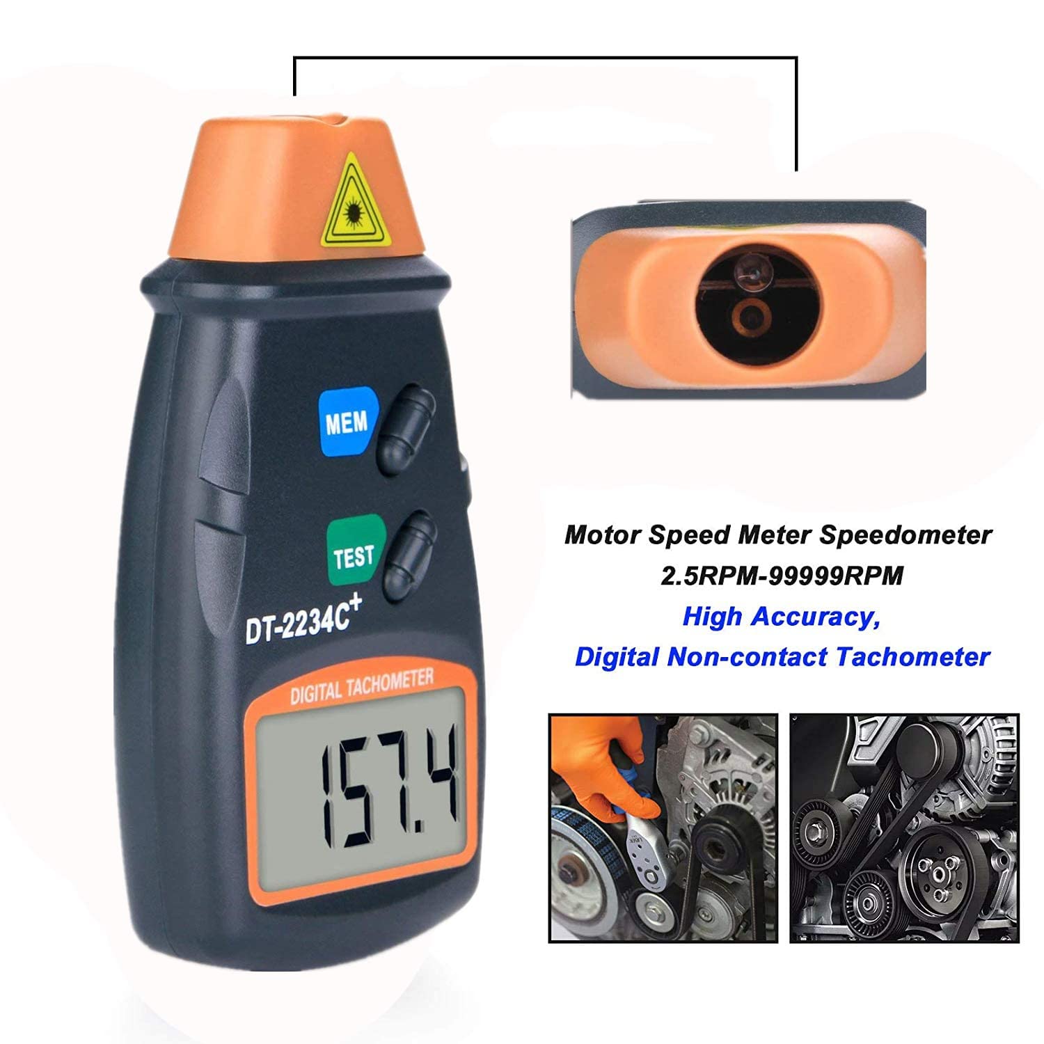 NAMVO Professional Digital Tachometer, Digitaler Laser Optischer Tachometer, Berührungsloser Drehzahlmesser
