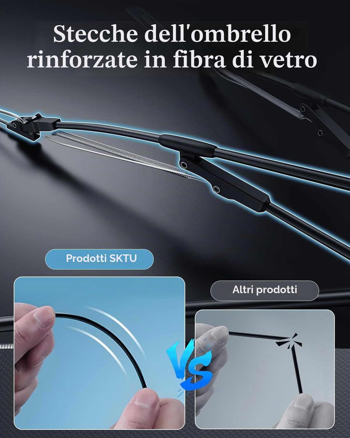 SKTU Parasole Parabrezza per Peugeot 208/e-208 2019-2025 2026 Cordino Design Pieghevole Parasole Protezione UV Protezione per Peugeot 208 Accessori Scheletro in fibra di carbonio