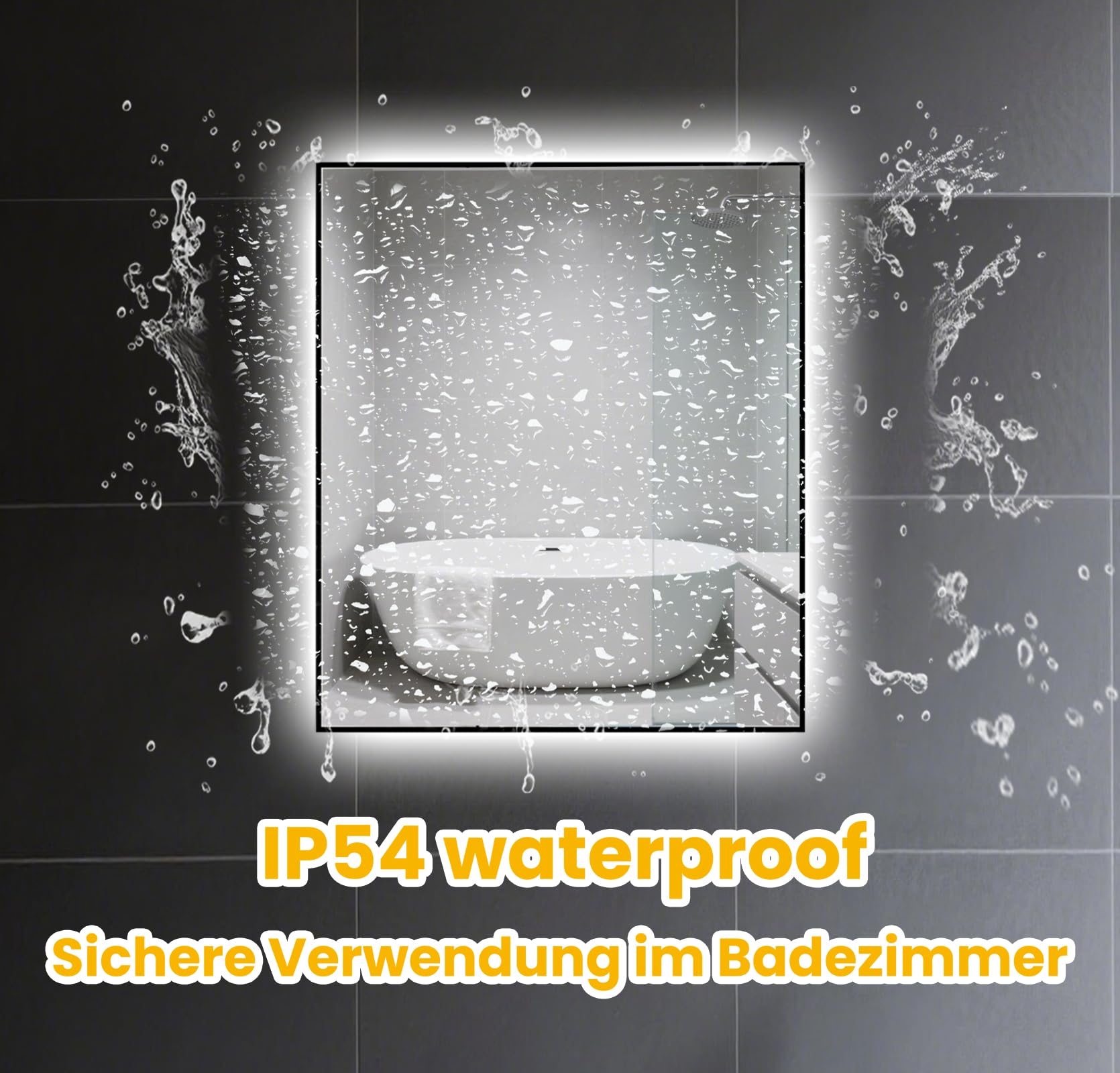 Specchio Bagno con Luce LED 60x70 cm,Retroilluminato Bagno,Bianco 6500K,IP54,Rettangolare,Orizzontale/Verticale,Ingresso moderno,Camera da, Armadio