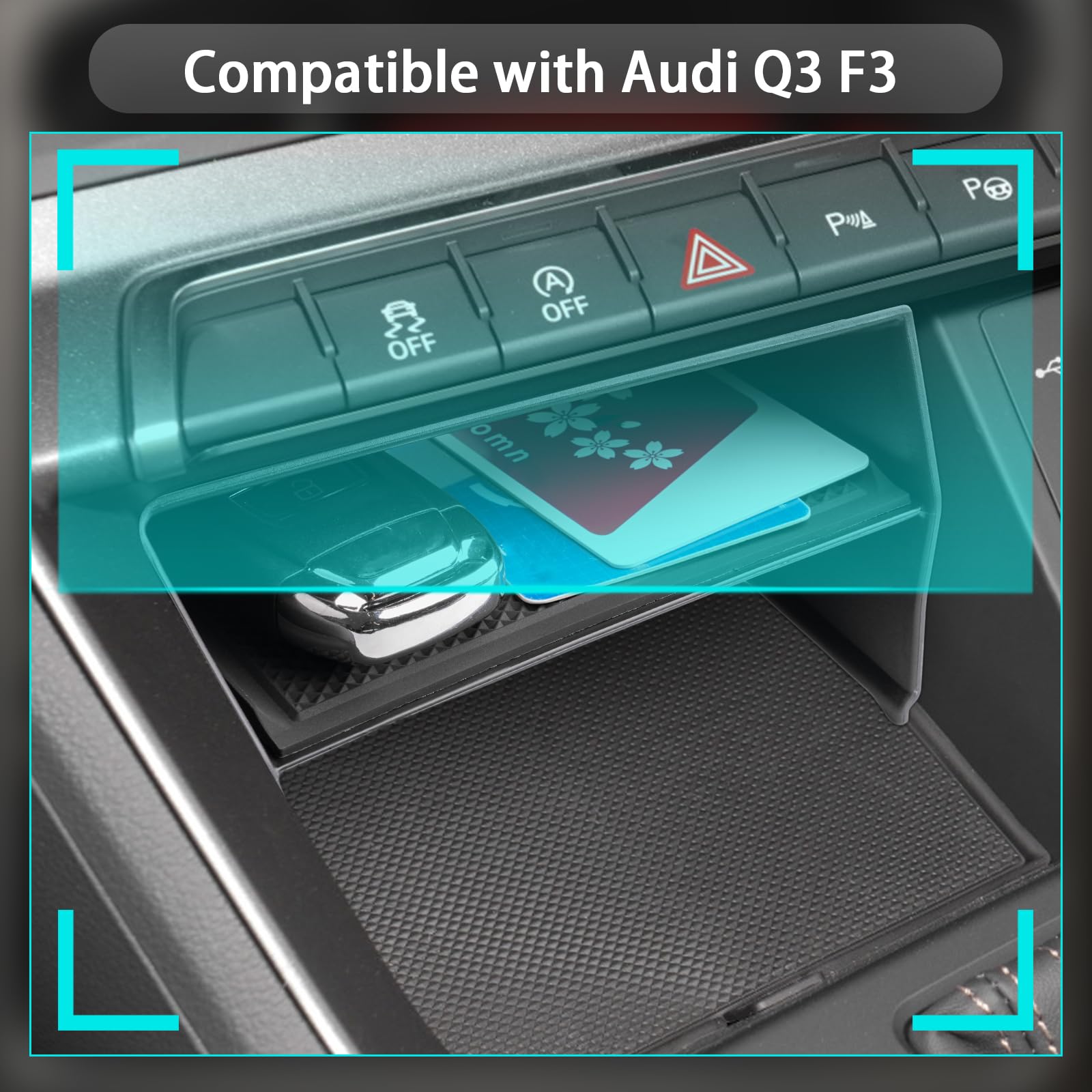 CDEFG Compatible con Audi Q3 F3 2019-2022 2023 2024 2025 consola central organizador caja de almacenamiento Q3 F3 guantera inferior la consola central Q3 F3 mk2 Sportback 2025 Accesorios