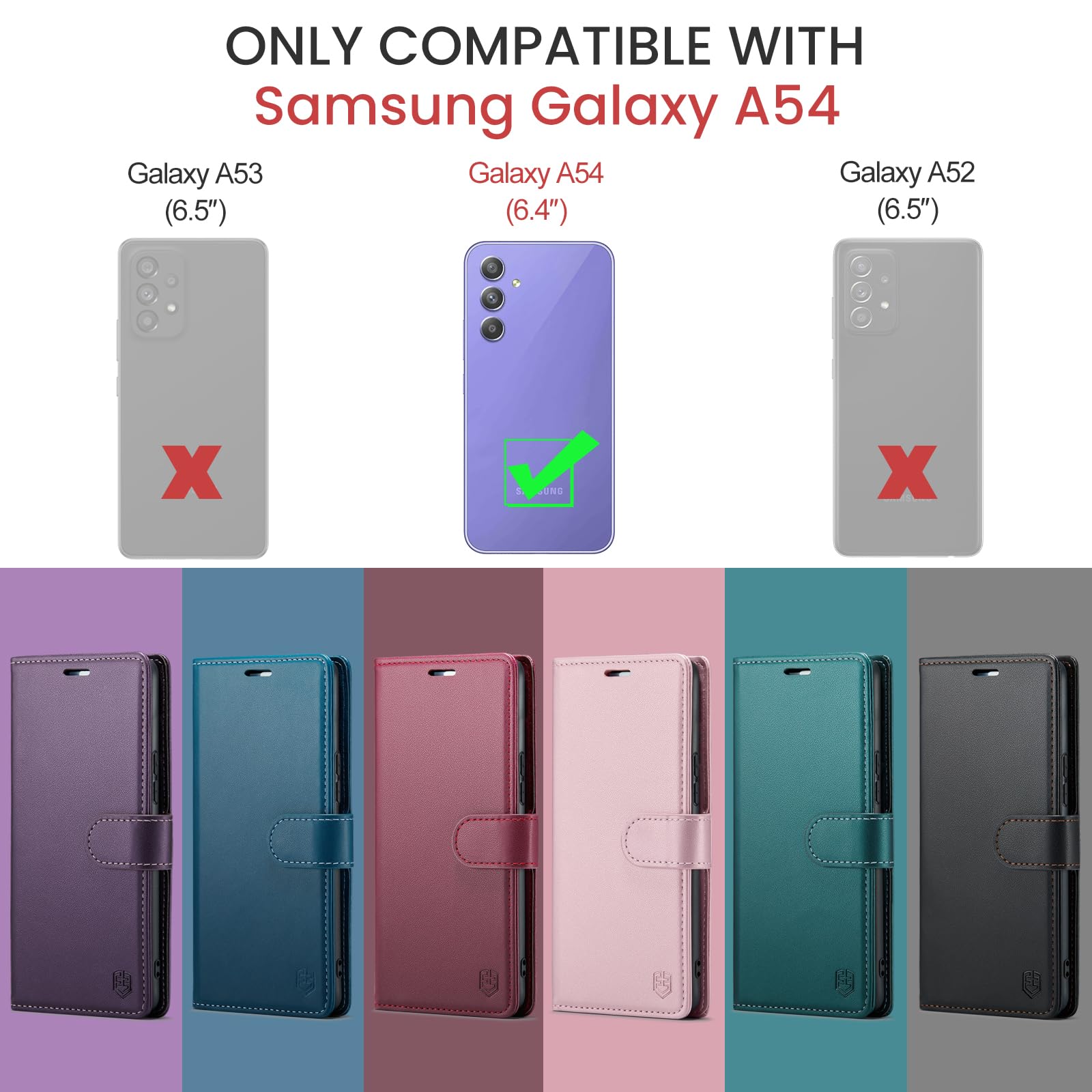 FLIPALM for Samsung Galaxy A54 5G Wallet Case with RFID Blocking Credit Card Holder, PU Leather Folio Flip Kickstand Protective Shockproof Cover Women Men for Samsung A54 Phone case(Purple)