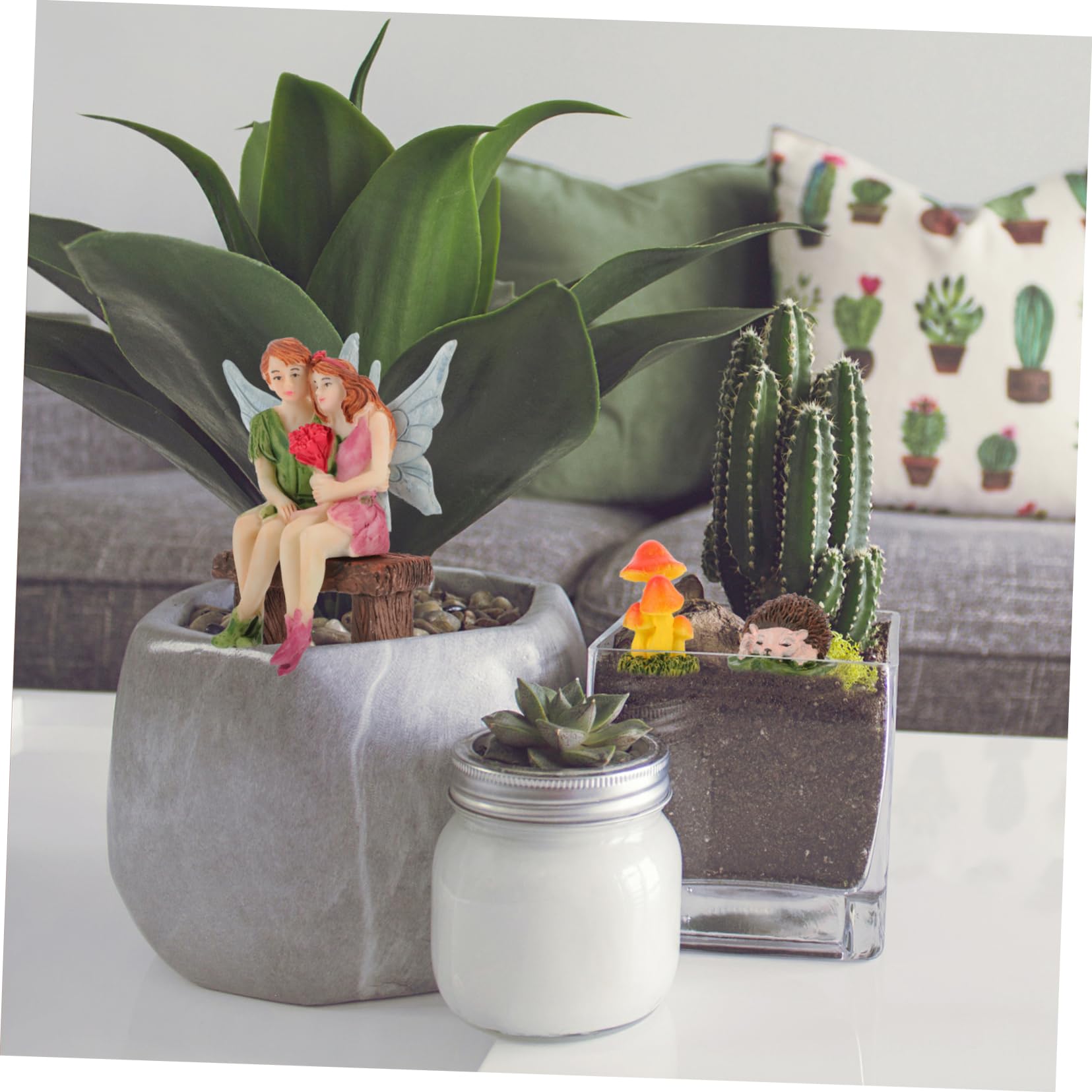 ifundom 4 Sätze Garten Deko Teiliges Widerstandsfähigem Harz Kleine Feenfiguren und Ornament für Miniaturgarten Lebendige Dekoration für Drinnen und Draußen