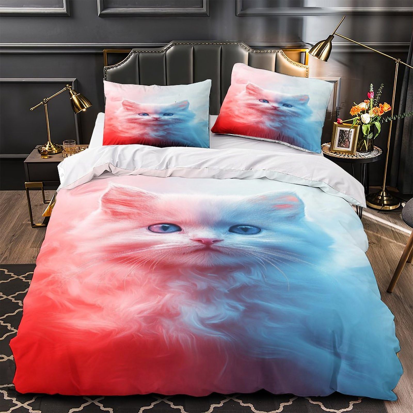 Housse de Couette Chat Mignon Illustration Numérique 3D