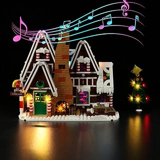 Conjunto de luzes de LED para casa de gengibre Lego, kit de luz LED para Lego Winter Christmas 10267 modelo de casa de gengibre, presente de aniversário e festa (somente luzes, sem modelos) (controle de música)
