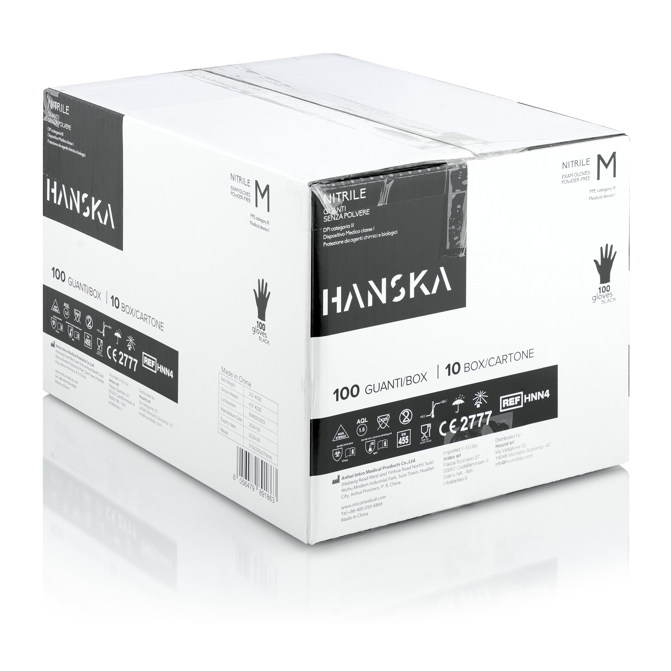 HANSKA 1000 Guanti Monouso Nitrile Neri