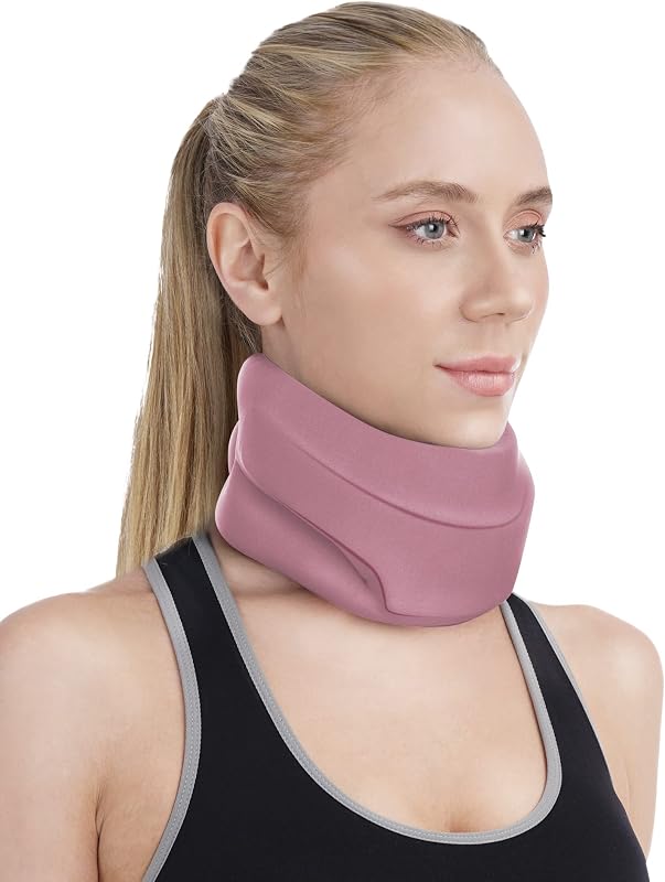 Neck Brace for Sleeping, Cervical Collar Relief Neck Pain and Neck Support | Soft Foam Wraps Keep Vertebrae Stable for Relief of Cervical Spine Pressure for Women & Men (Rose Pink) Medium Size