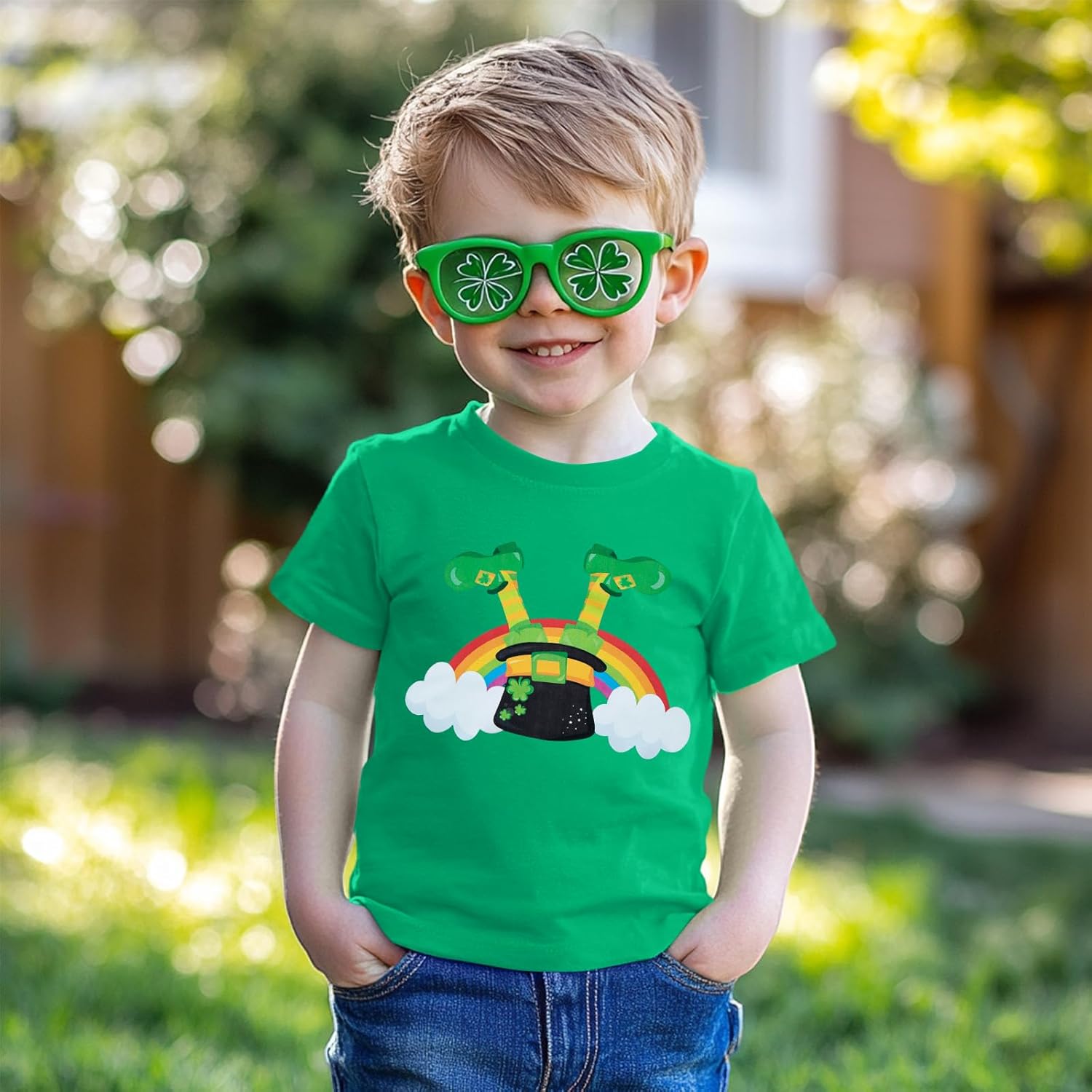 Girl Boy St Patricks Day Shirt Toddler Shamrock Clover Rainbow T-Shirt Funny Holiday Short Sleeve Tops - Image 3