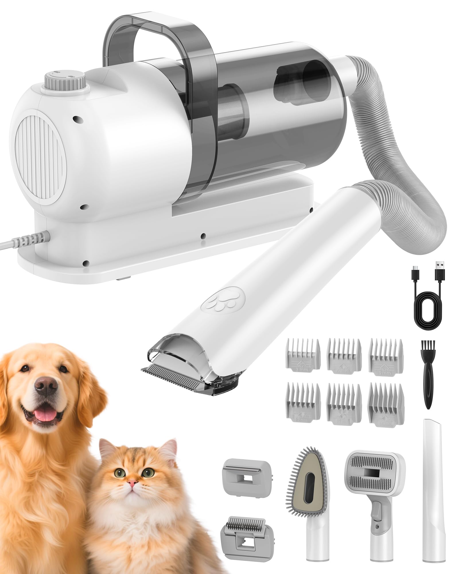 Aspiradora para Pelo de Mascotas con Kit de Peluquería para Perros y Gatos