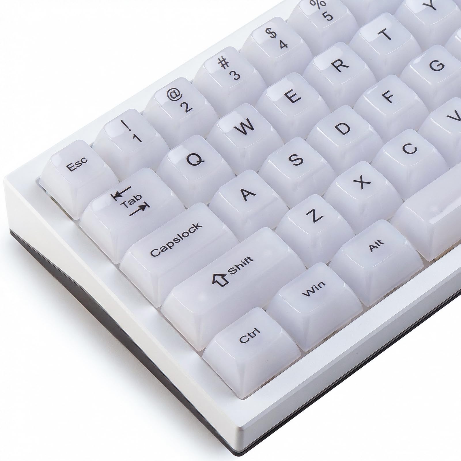 JakeTsai Crystal Jelly White Keycaps, 119 touches PC Keycaps Dye-Sub MDA Profile Translucent Custom Keycap for 61/68/84/87/98/100 Cherry Gateron MX Switches Mécaniques Keyboards