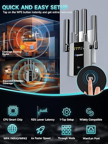 Miniatura 7 de Amplificador de señal WiFi para el hogar, repetidor WiFi de largo alcance, enrutadores inalámbricos, amplificador de señal, WiFi de malla 15 veces