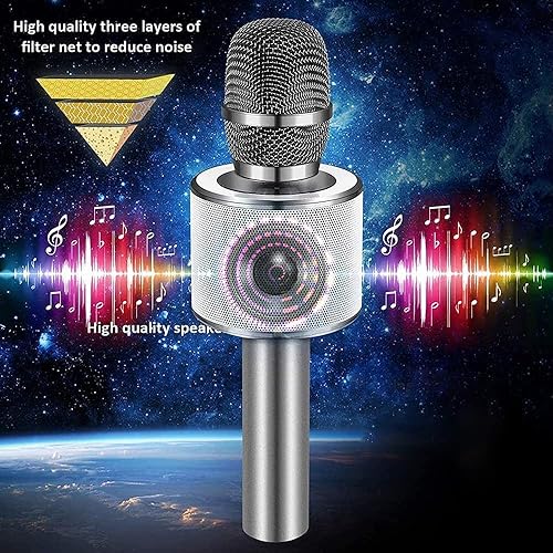 Miniatura 24 de BONAOK Micrófono de karaoke para niños, micrófono inalámbrico Bluetooth para cantar, regalo para niños, adultos, niñas, niños, juguetes de Navidad