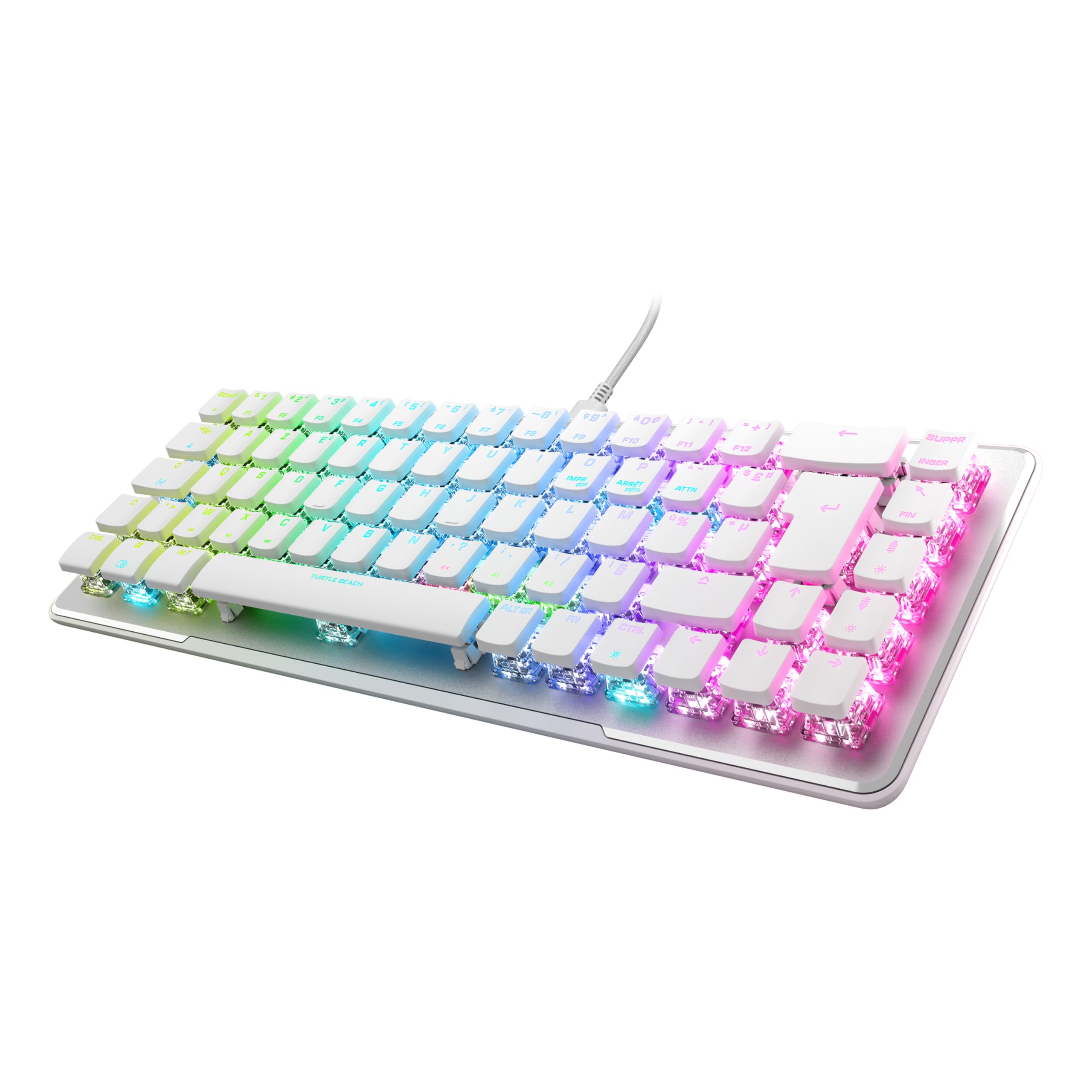 Turtle Beach Vulcan II Mini Optyczna klawiatura gamingowa 65% z konfigurowalnym oświetleniem RGB, technologia powielania przycisków, aluminiowa płyta, biała