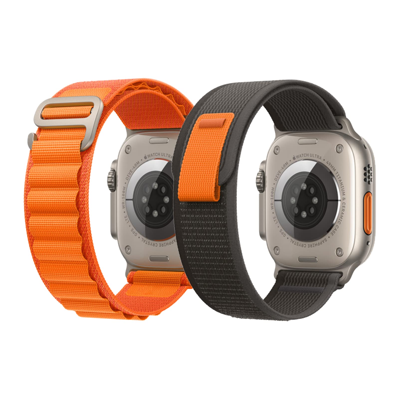 Photo 1 of Trail Loop Watch Band Strap Compatible with Apple Watch 8/7/6/SE/5/4/3/2/1,Alpine Loop Nylon Watch Band for iWatch 38/40/41/42/44/45 Women Men 2 Pack Black/Gray+orange 42mm/44mm/45mm 3 PACK 