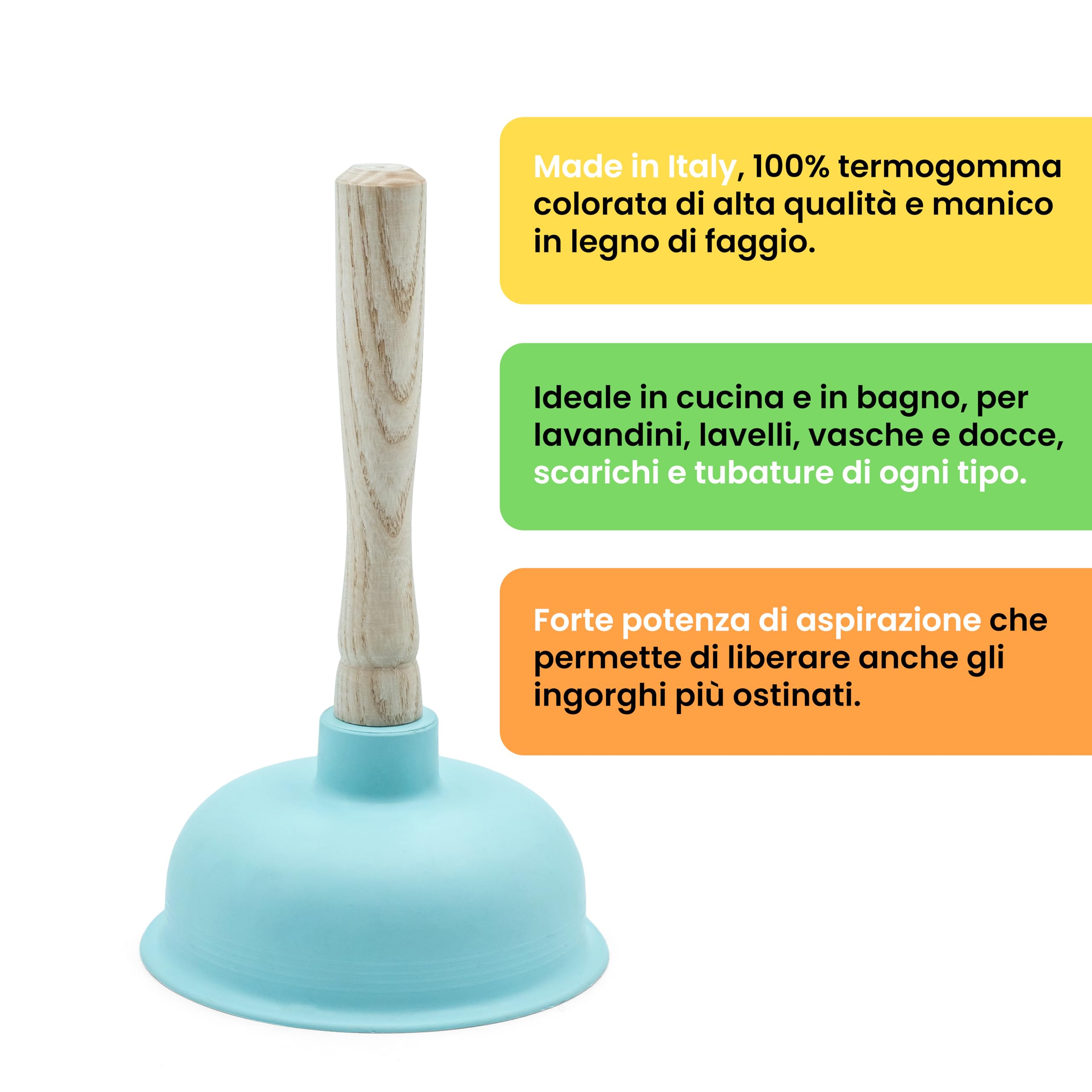 Sturalavandini Italiano LAPAP - Termogomma Verde 15cm | Manico In Legno 26cm | Per Uso Domestico E Professionale - Foto 7