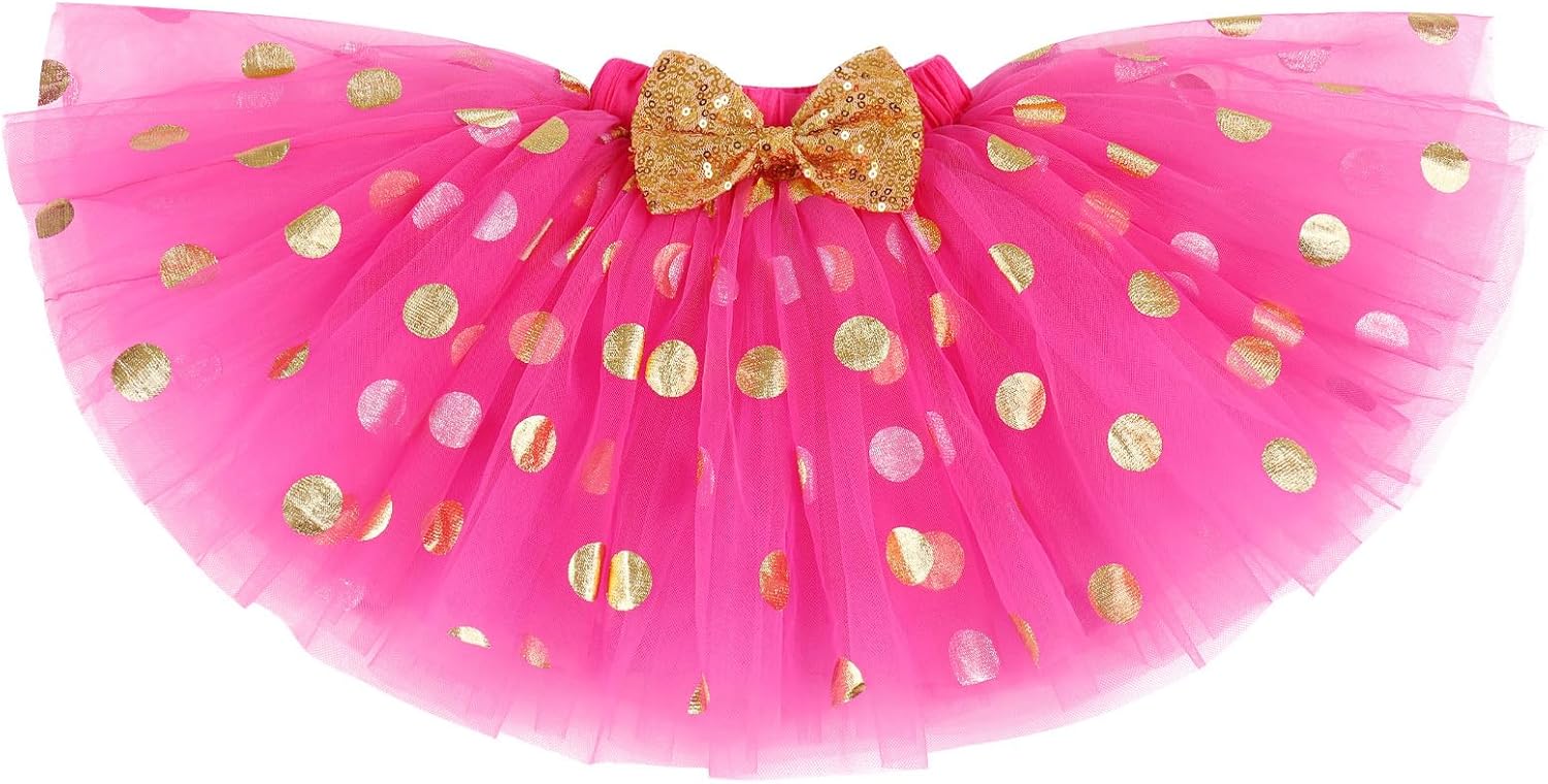 IBTOM CASTLE Cake Smash Half 1st 2nd 3rd Birthday Girl Princess Polka Dots Ruffle Skirt Set ONE Party Costume Headband - Image 5
