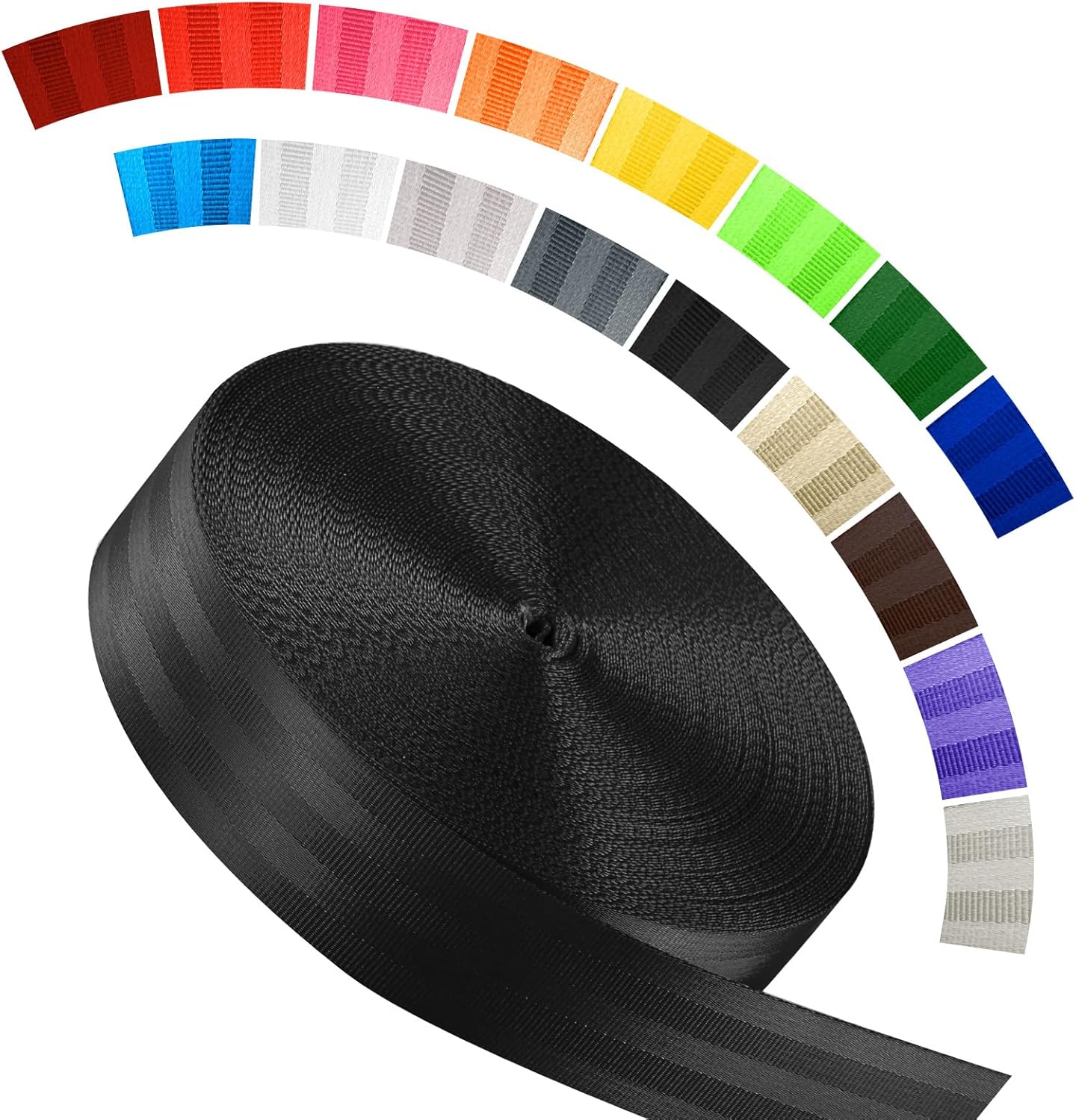 Polyester Webbing Strap 16+Colors – 1″&1.5″&1.9″ – 16.5 25 33 55 Yards Heavy Duty Webbing Roll, Flat Webbing Strap for Indoor&Outdoor Gear, Climbing, DIY Crafting, Repairing