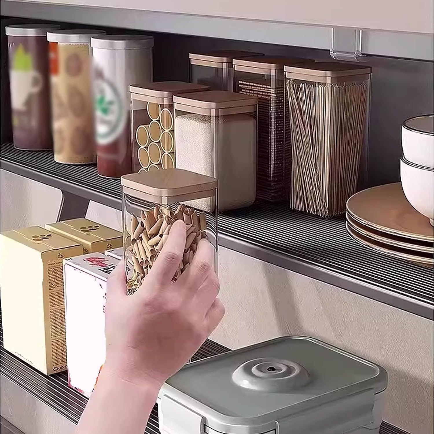 Display Cabinet Display Storage Cabinet Doors and Shelves Aluminum Alloy Material Double Layer Storage 50/60/70/80CM Easy to Install Space Saving for Kitchen Bathroom Living Room(60 * 21 * 34cm)
