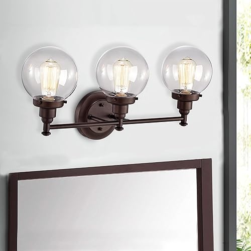 Miniatura 10 de Chloe Lighting Milo - Accesorio de tocador de baño de bronce aceitado de 3 luces de transición de 24 pulgadas de ancho
