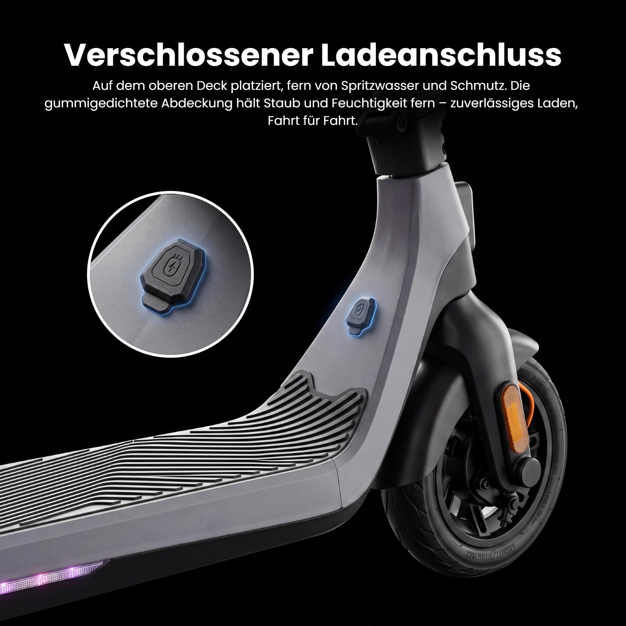 LAELIN RS-Serie E-Scooter mit Straßenzulassung und Fingerprint Sensor (20 km/h, bis zu 85km Reichweite, 45% Steigung, Schlauchlos, Dual-Bremsen, Display, App, TCS)