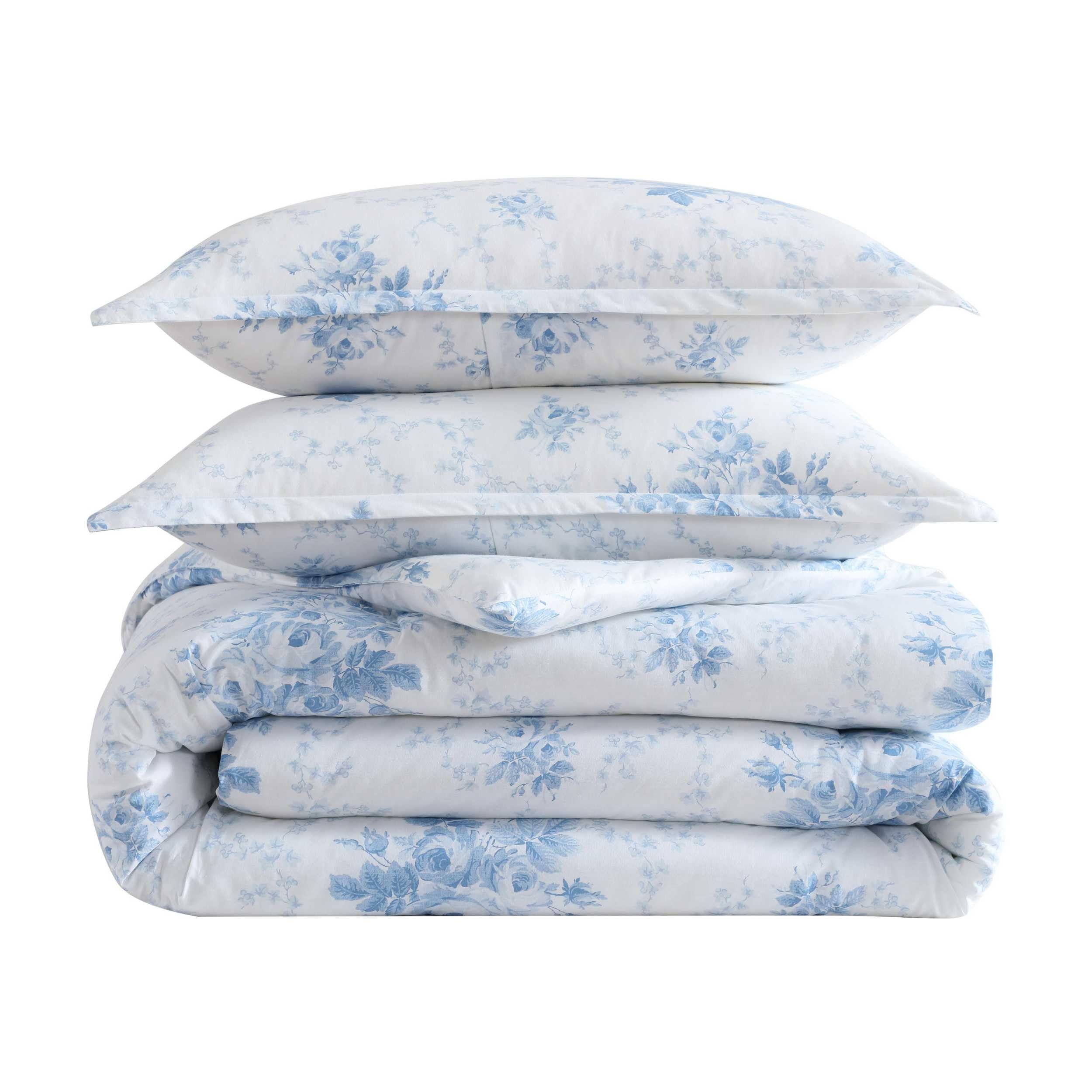 Laura Ashley - Twin Duvet Cover Set, Plain Weave Cotton Bedding
