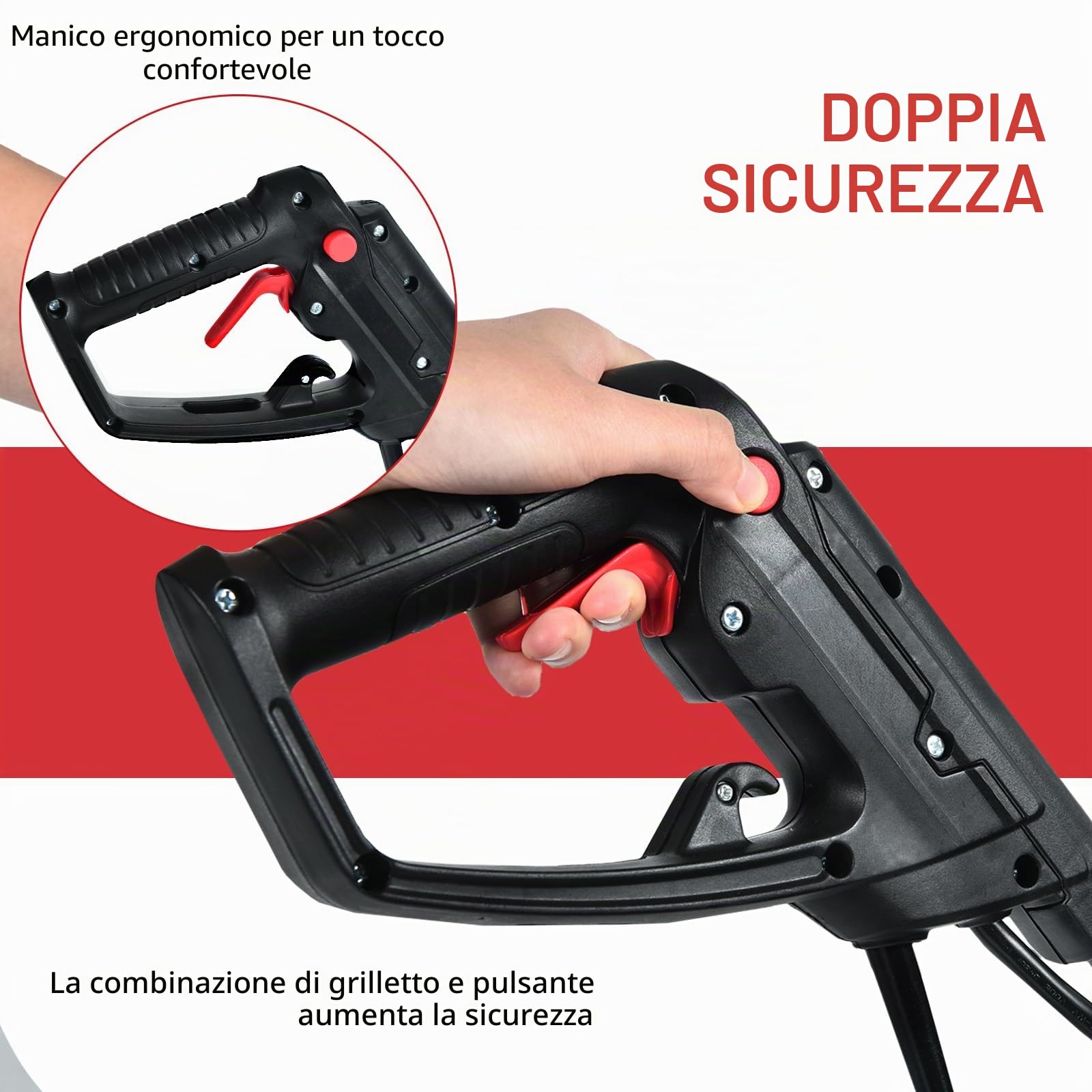SOARS Motozappa Elettrica Pieghevole 1200W, Larghezza di Lavoro 36 cm Profondità di Lavoro 22 cm, 4 Lame, Zappatrice Elettrica per Orto e Giardino (Rosso, 36 x 40 cm, con Ruote)