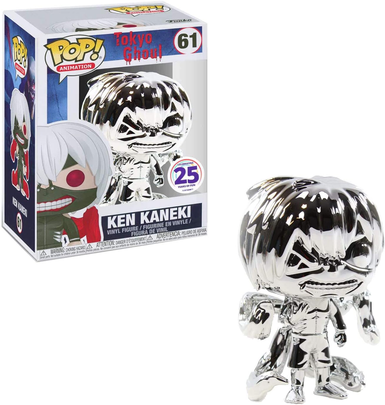 Funko Pop! Tokyo Ghoul Ken Kaneki Silver Chrome Funimation 25th Anniversary Exclusive
