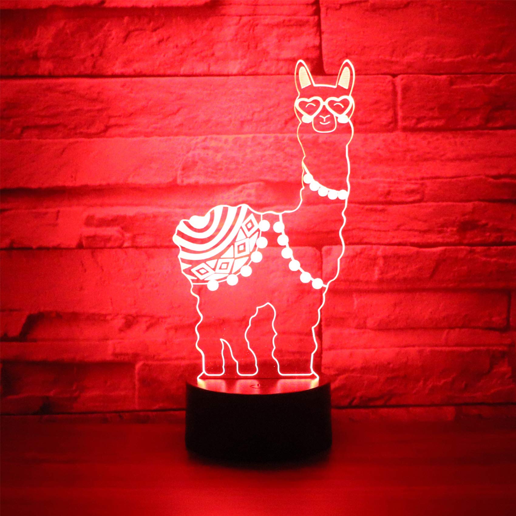 Hguangs Llama Shape Lamp 3D Optical Illusion Night Light Desk Table Light 7 Colors Changing Touch Control Gift for Christmas Birthday Valentine's Day Kids Girl and Boy
