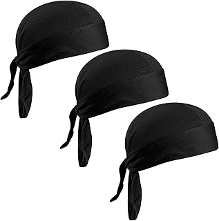 Silent-Qiaoyou Boné de bandana para homem, 3 unidades, respirável e absorvente, para ciclismo e desportos ao ar livre, secagem rápida, lenço pirata, diadema