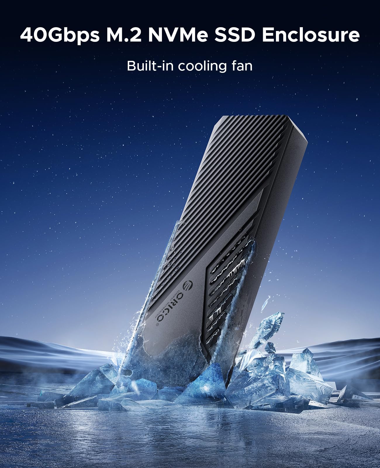 ORICO Case SSD M2 NVMe 40gbps per Thunderbolt 4/3, Adattatore M.2 NVMe con Ventola Integrata, USB C Alluminio Enclosure per SSD PCIe 2230 2242 2260 2280 M-Key, fino a 3500 MB/s-CNM2