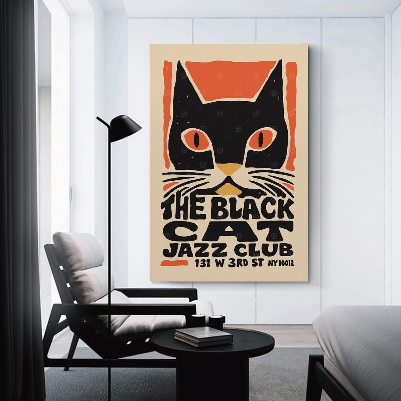 Junmoney Hanging Wall Art The Black Cat Jazz Club, 08x12inch(20x30cm), for Wall Displays, Bedrooms Or Room Updates, Wall Decor Suited to Curated Displays
