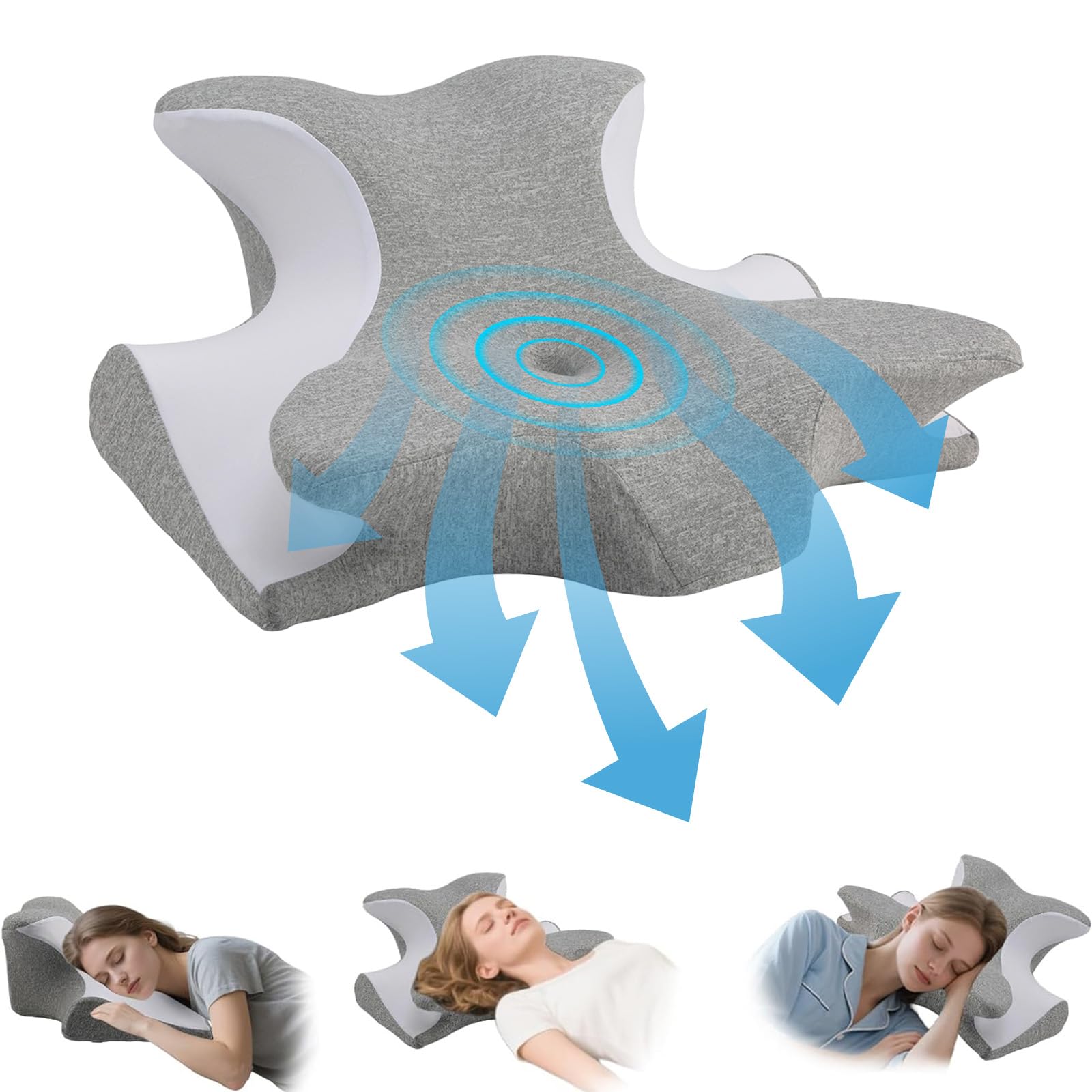 Poduszka pod kark z pianki z pamięcią kształtu, ergonomiczna poduszka do spania na boku, ze zdejmowanym pokrowcem, na bóle karku, osób śpiących na boku i czytania