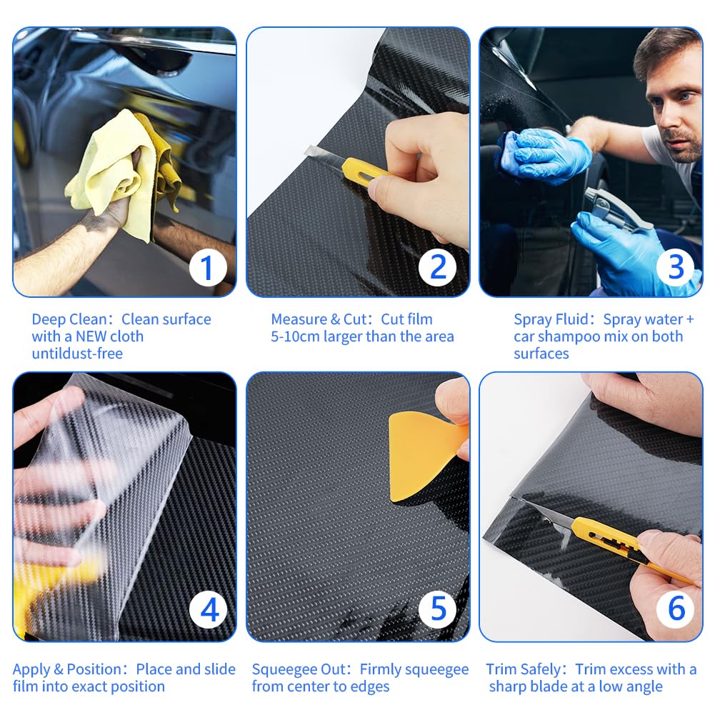 DiULi 6D Pellicola Carbonio per Auto - 30x152 cm, Pellicola Adesiva di Carbonio, per Moto, Auto, Computer, Decorazione di Mobili - 5