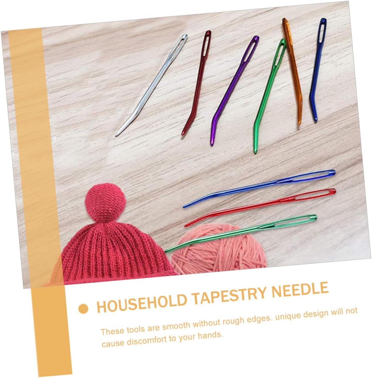 HOMSFOU 12-pcs Multi-Color Yarn Needles Bent Darning Sewing Needles for Household Knitting and Weaving Accessories Random Color