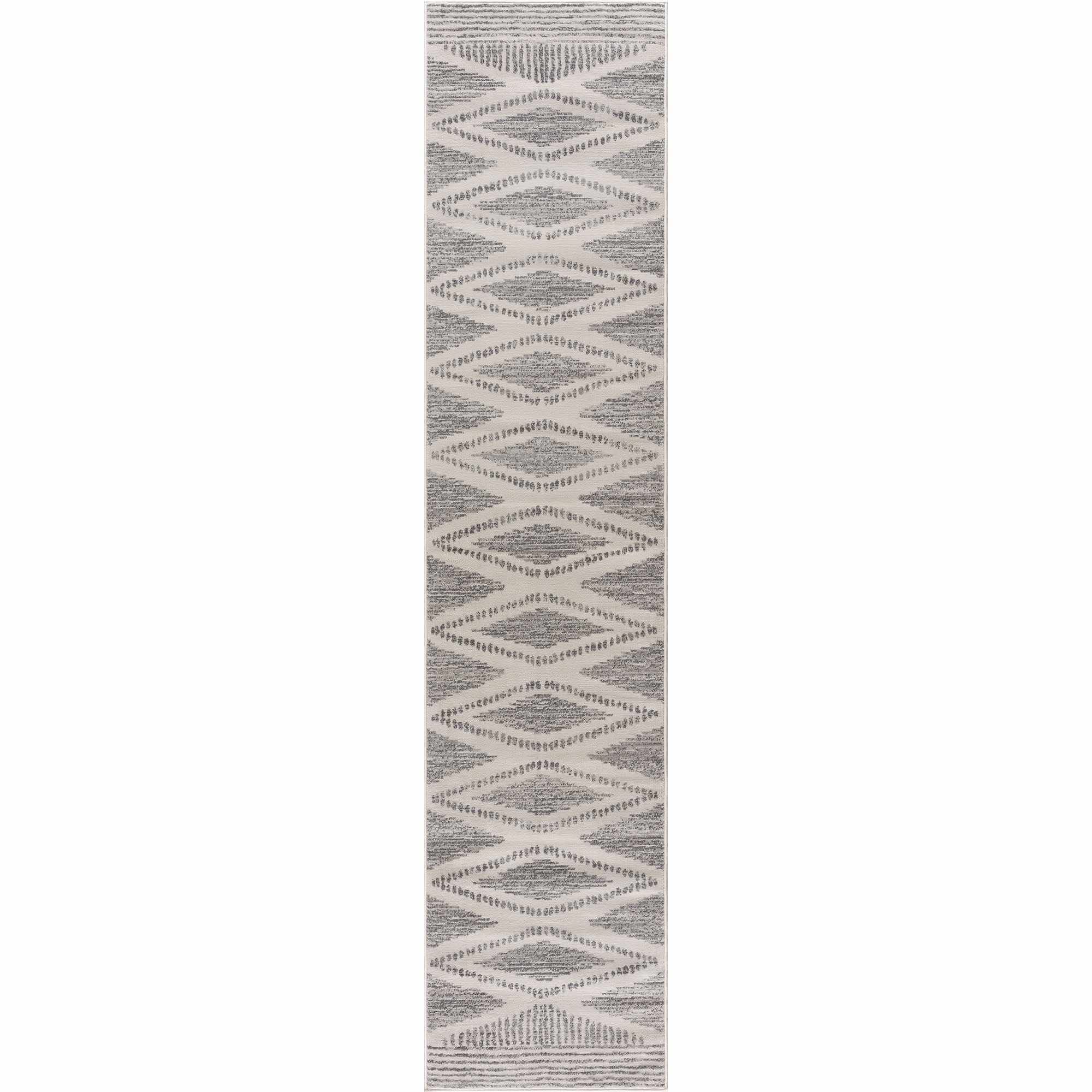 Hauteloom Tigris Nikea Geometric Southwestern Farmhouse Entryway, Kitchen Runner Rug - Long Carpet - Vintage Distressed - Boho Aztec Tribal Pattern - Ivory, Beige, Gray - 2'7