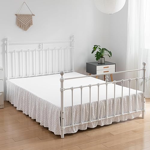 Miniatura 2 de Falda de cama copetuda tamaño individual, falda de cama con volantes con esquinas divididas, falda de cama individual de 14 pulgadas de caída, falda