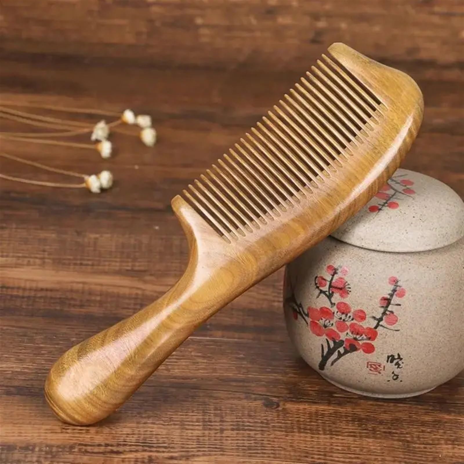 Handmade: naturalne drewno sandałowe grzebienie do włosów antystatyczny zapach drewna naturalny rozczesywanie włosów drewniany grzebień (rozmiar: czarny księżyc)