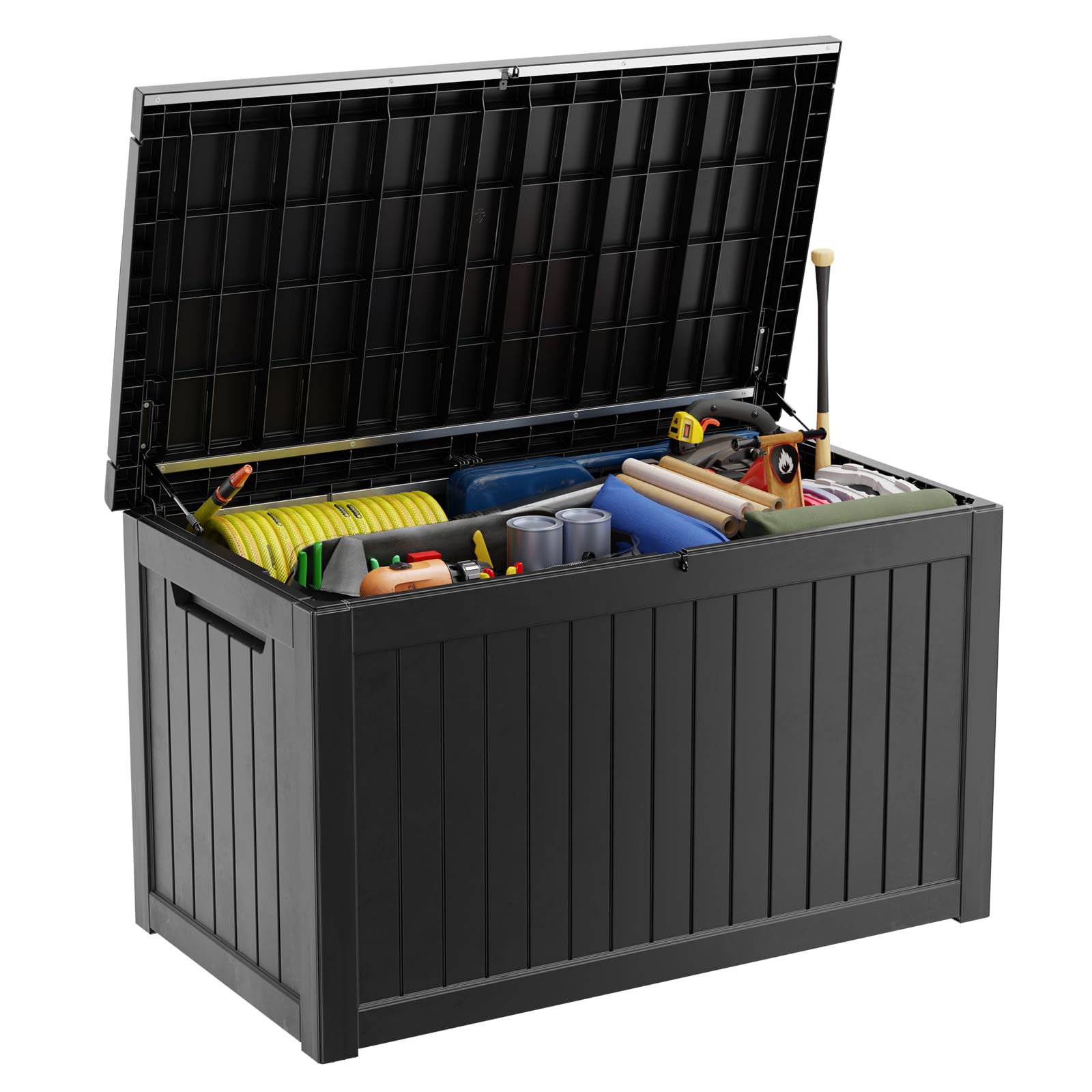 PatioZen 281 Gallon Large Resin Deck Box, Lockable Outdoor Storage Box for Patio Cushions Storage Furniture,Garden Tools, Pool Supplies, Weatherproof