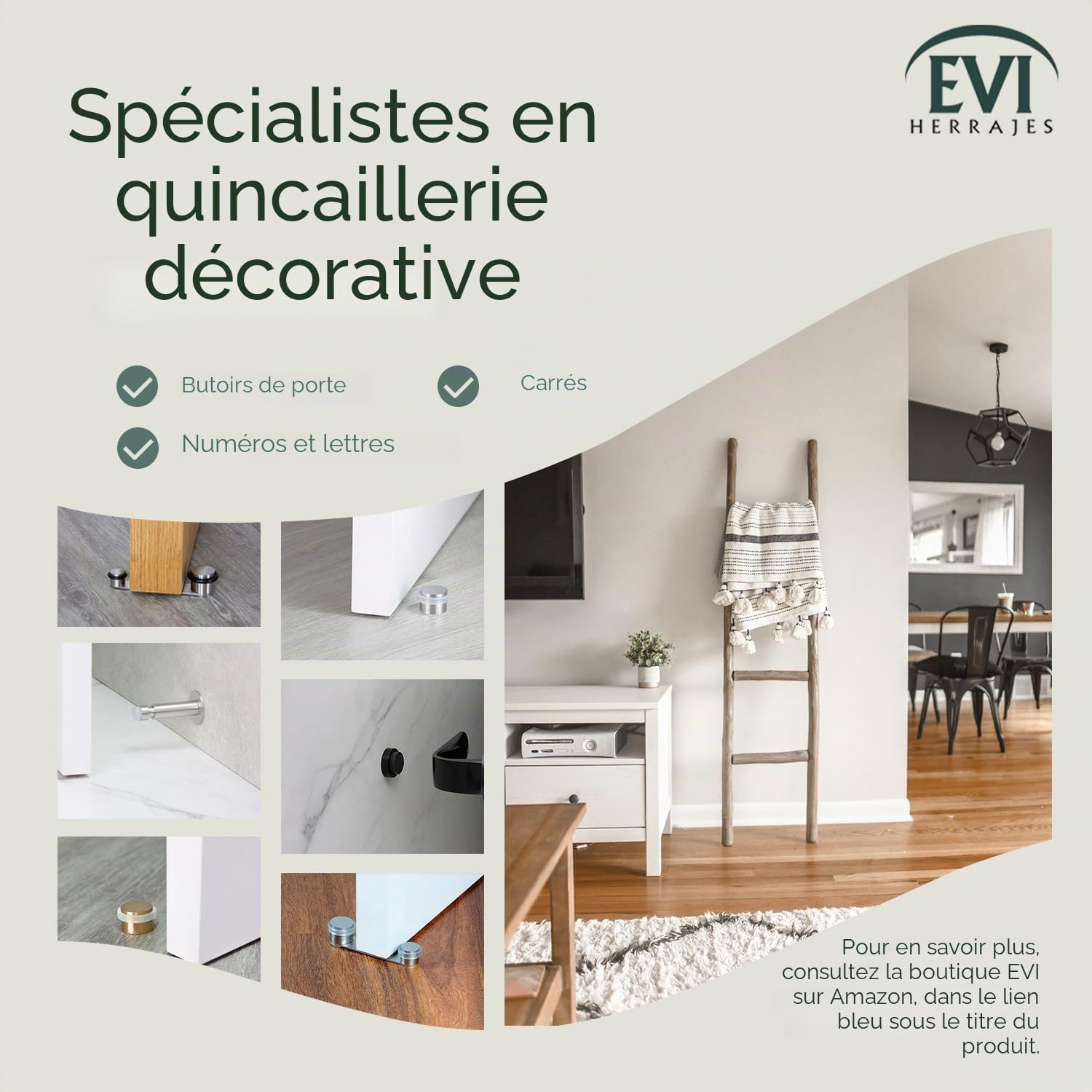 EVI Herrajes | Lot De 2 Butées De Porte Sol | Ø24X35mm | Acier inoxydable Finition Mate | Caoutchouc de silicone naturel |Base filetée - Comprend vis + cheville de fixation | Mod. I-181