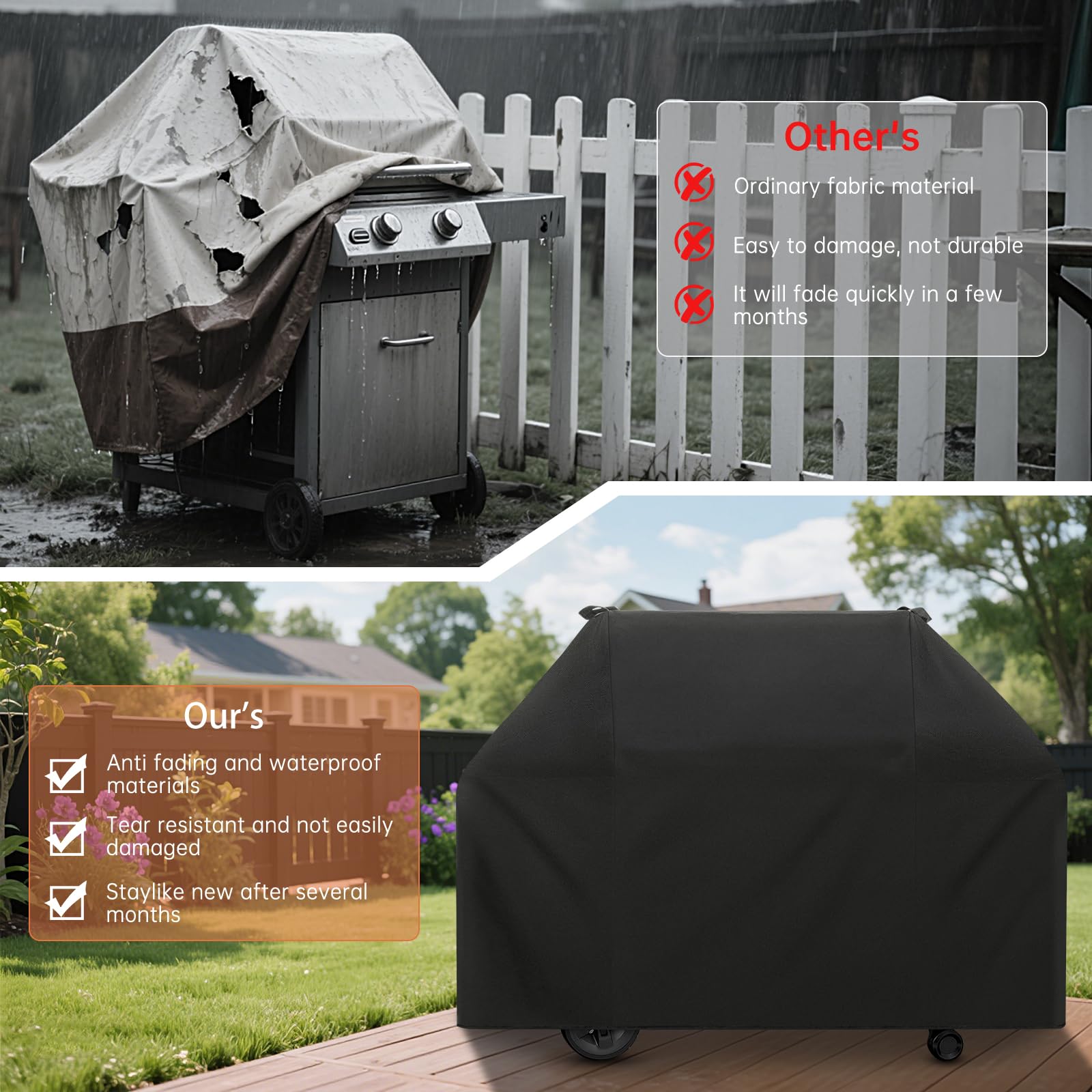 Funda para parrilla de 55 pulgadas, se adapta a parrillas Weber Charbroil Nexgrill Kenmore y más, cubierta impermeable y duradera para barbacoa, resistente a los rayos UV, cubierta de parrilla al aire