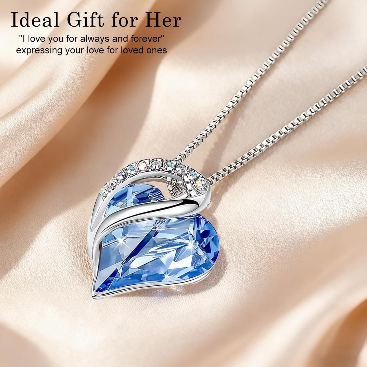 Necklaces and Hug Rings for Women, Infinity Love Birthstone Heart Crystal Pendant, Birthday Jewelry Gifts for Her, Mom, and Wife - Image 3