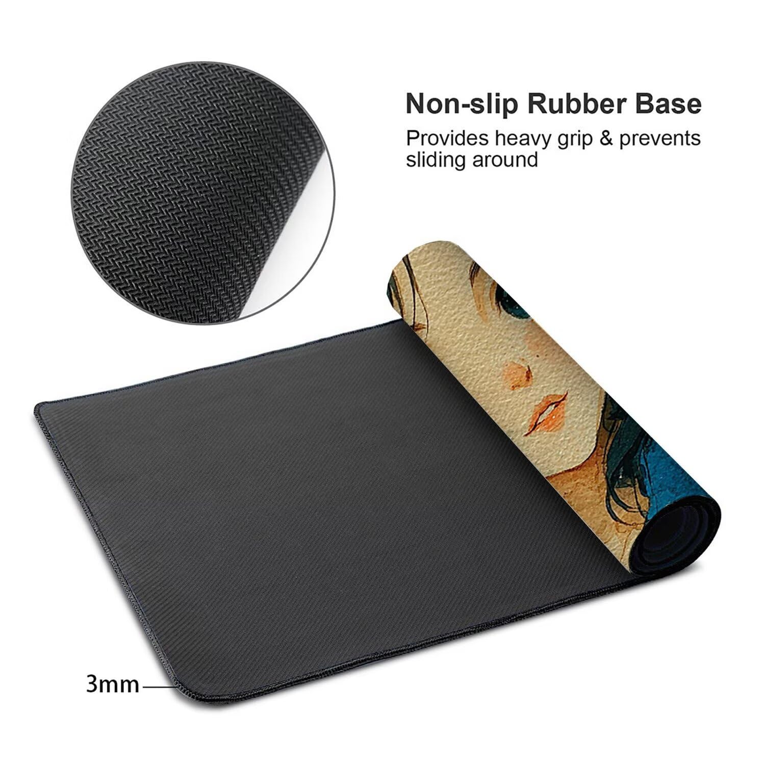Tappetino per Mouse XXL 1200 x 600 mm Tappetino Mouse Gaming Grande, Mousepad con Base in Gomma Antiscivolo, Tappeto per Tavolo da Gaming per Mouse e Tastiera, Accessori PC (carina ragazza) H-490